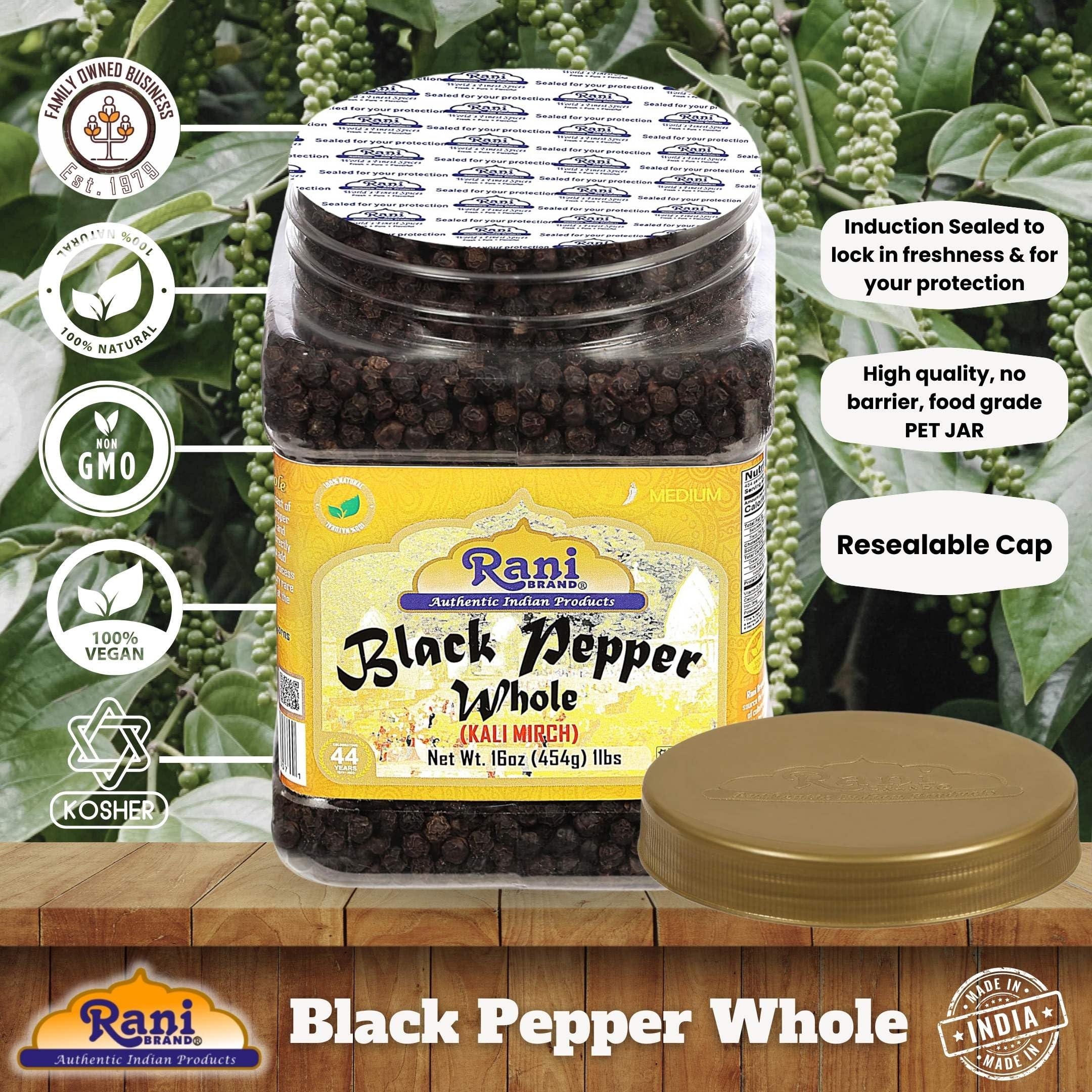 Rani Black Pepper Whole (Peppercorns), Premium MG-1 Grade 16oz (454g) ~ Gluten Free | Non-GMO | Natural Perfect size for Grinders | Kosher - Image 4