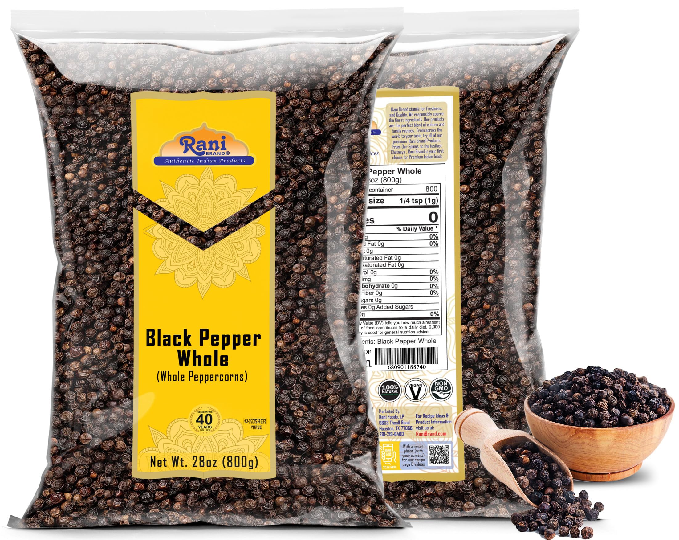 Rani Black Pepper Whole (Peppercorns), Premium MG-1 Grade 28oz (1.75lbs) 800g ~ All Natural | Gluten Friendly | Non-GMO | Kosher | Perfect Size for Grinders! - Image 6