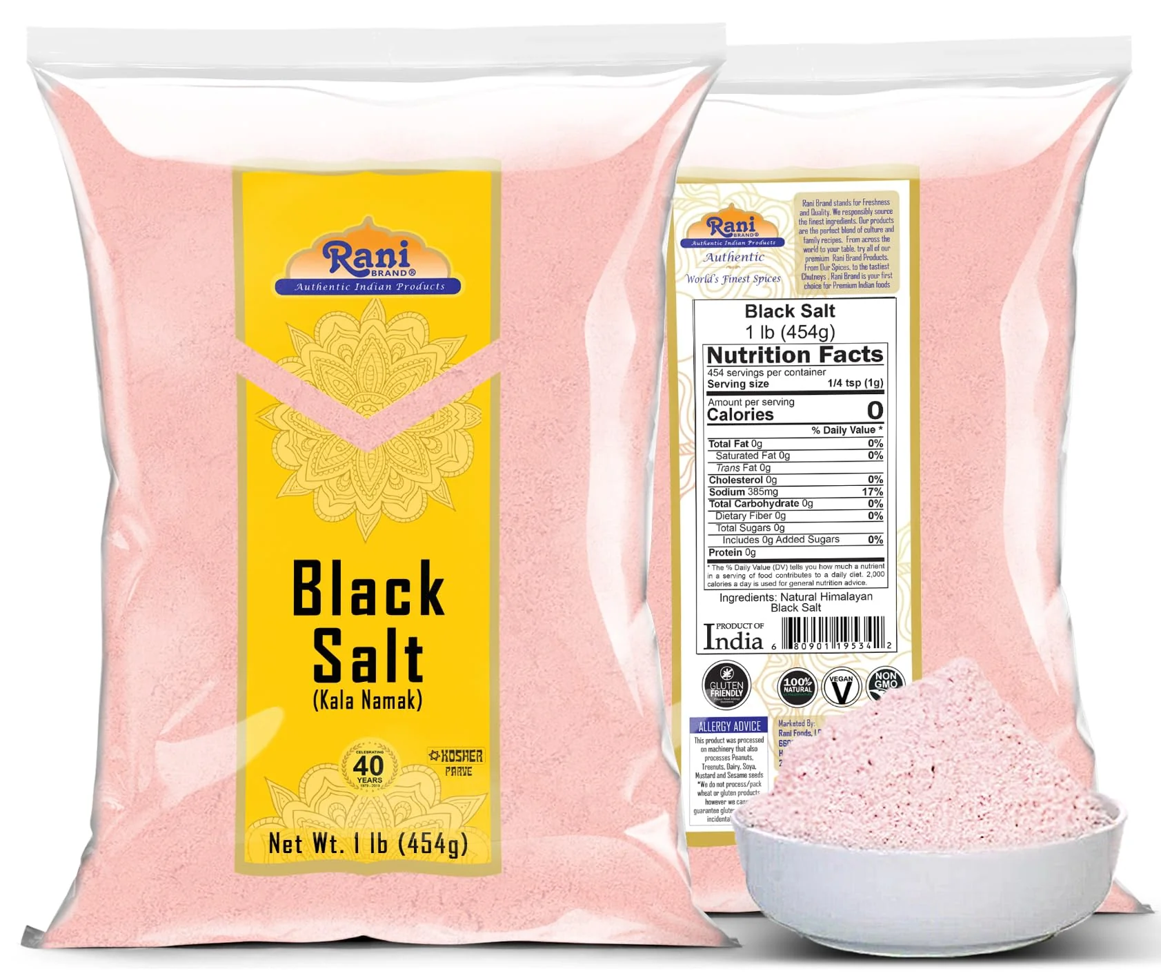 Rani Black Salt Powder (Kala Namak) Mineral 16oz (1lb) 454g ~ Unrefined, Pure and Natural | Vegan | Gluten Friendly | NON-GMO | Kosher | Indian Origin | Perfect for Tofu Scramble - Image 3