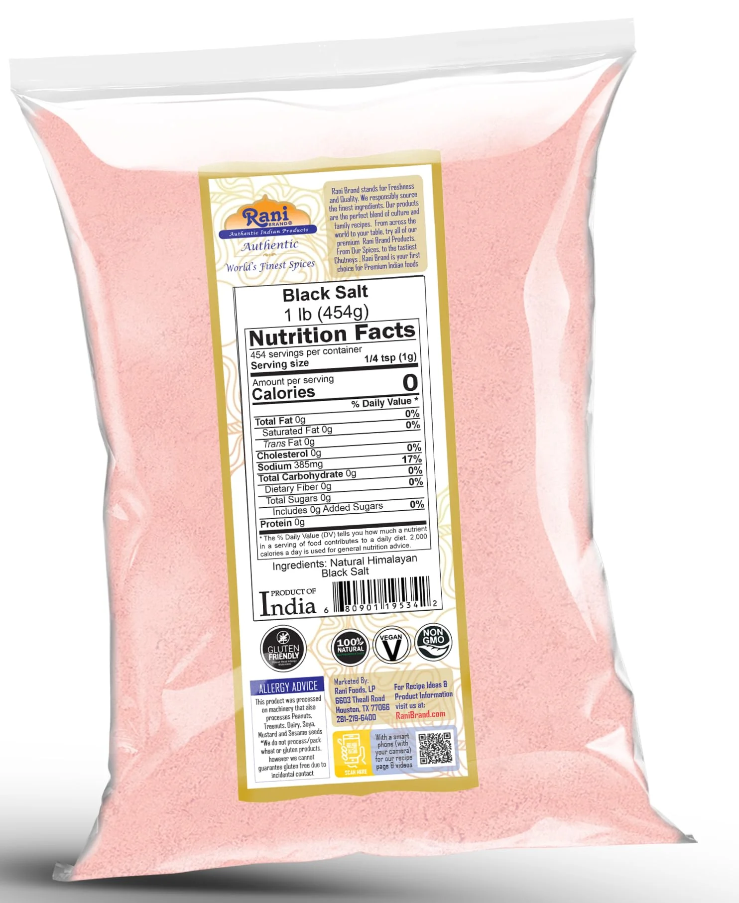 Rani Black Salt Powder (Kala Namak) Mineral 16oz (1lb) 454g ~ Unrefined, Pure and Natural | Vegan | Gluten Friendly | NON-GMO | Kosher | Indian Origin | Perfect for Tofu Scramble - Image 4