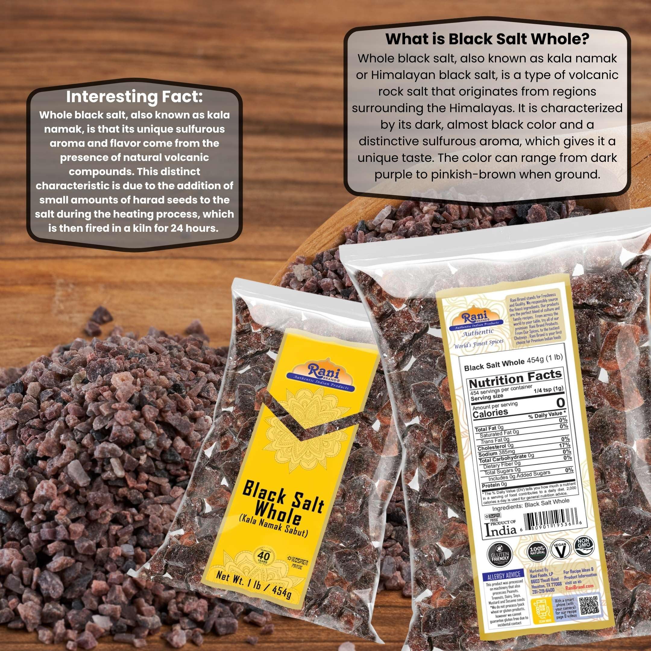 Rani Black Salt Raw Whole (Kala Namak) Mineral 16oz (1lb) 454g ~ Unrefined, Pure and Natural | Vegan | Gluten Friendly | NON-GMO | Kosher | Indian Origin - Image 3