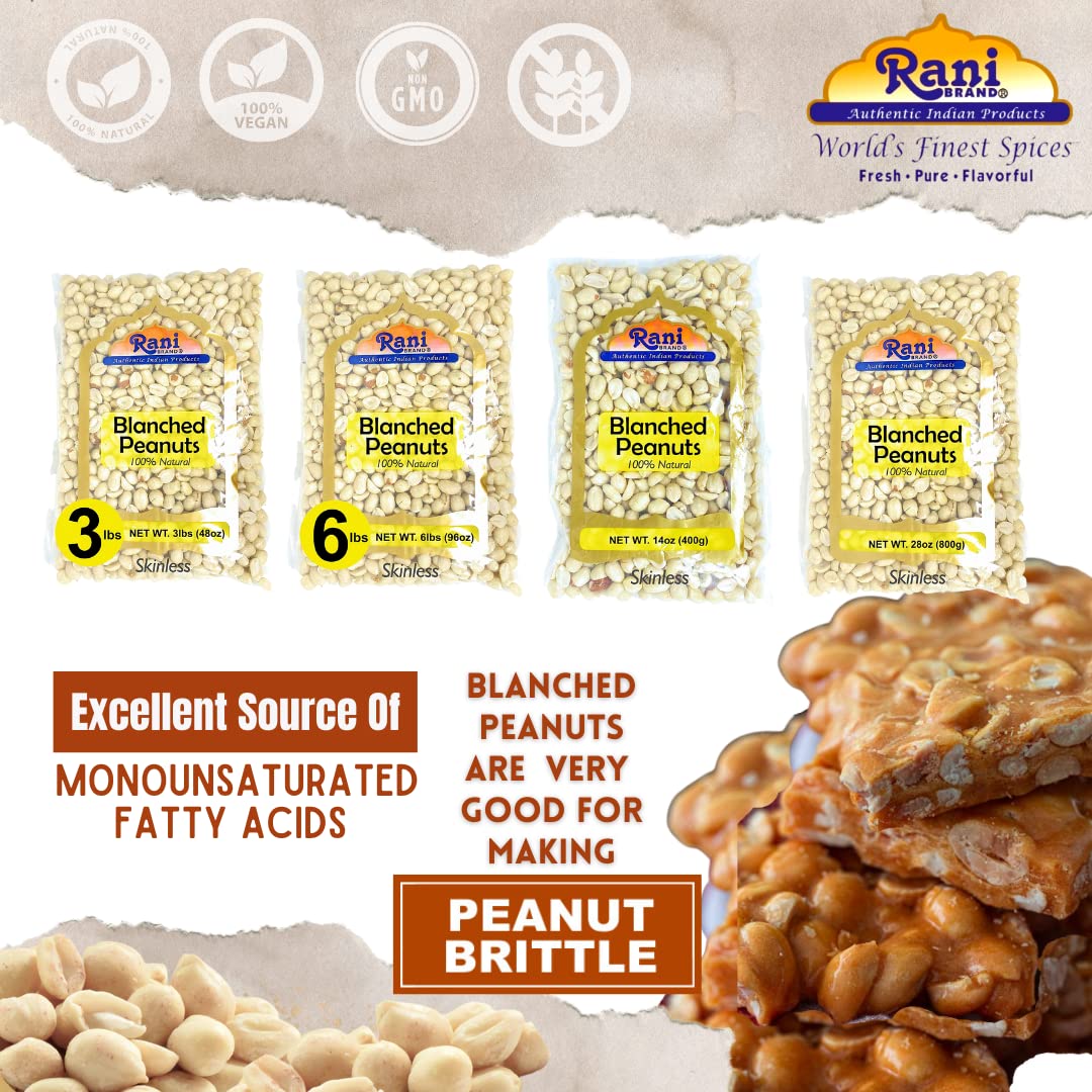 Rani Peanuts Skinless (Blanched, Uncooked) 28oz (800g) ~ All Natural | Vegan | Gluten Friendly | Kosher | Fresh Product of USA ~ Spanish Grade Groundnuts - Image 3