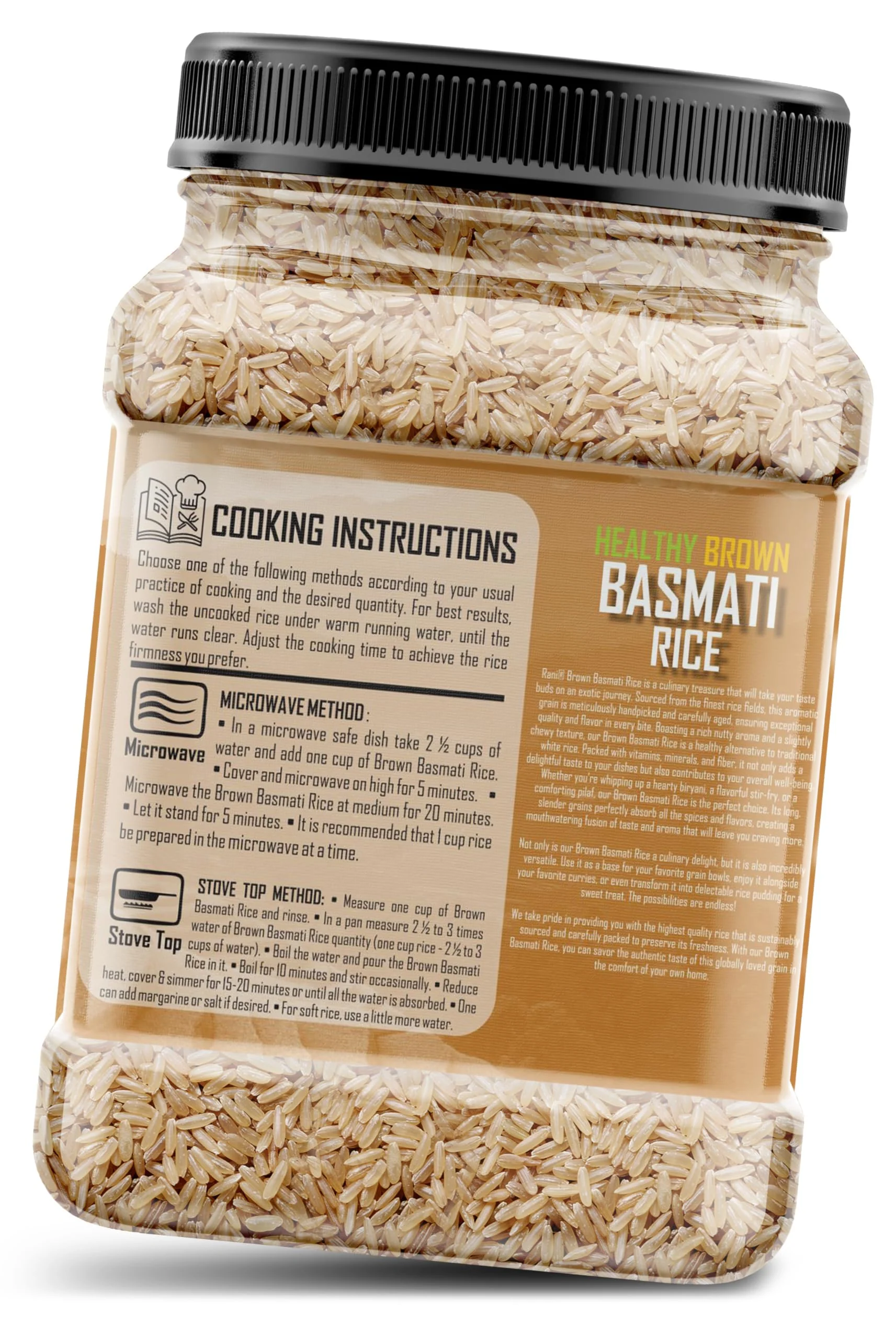 Rani Brown Basmati Rice Extra Long Aged 32oz (2lbs) 908g PET Jar ~ All Natural | Gluten Friendly | Vegan | Indian Origin | Kosher | Export Quality - Image 9