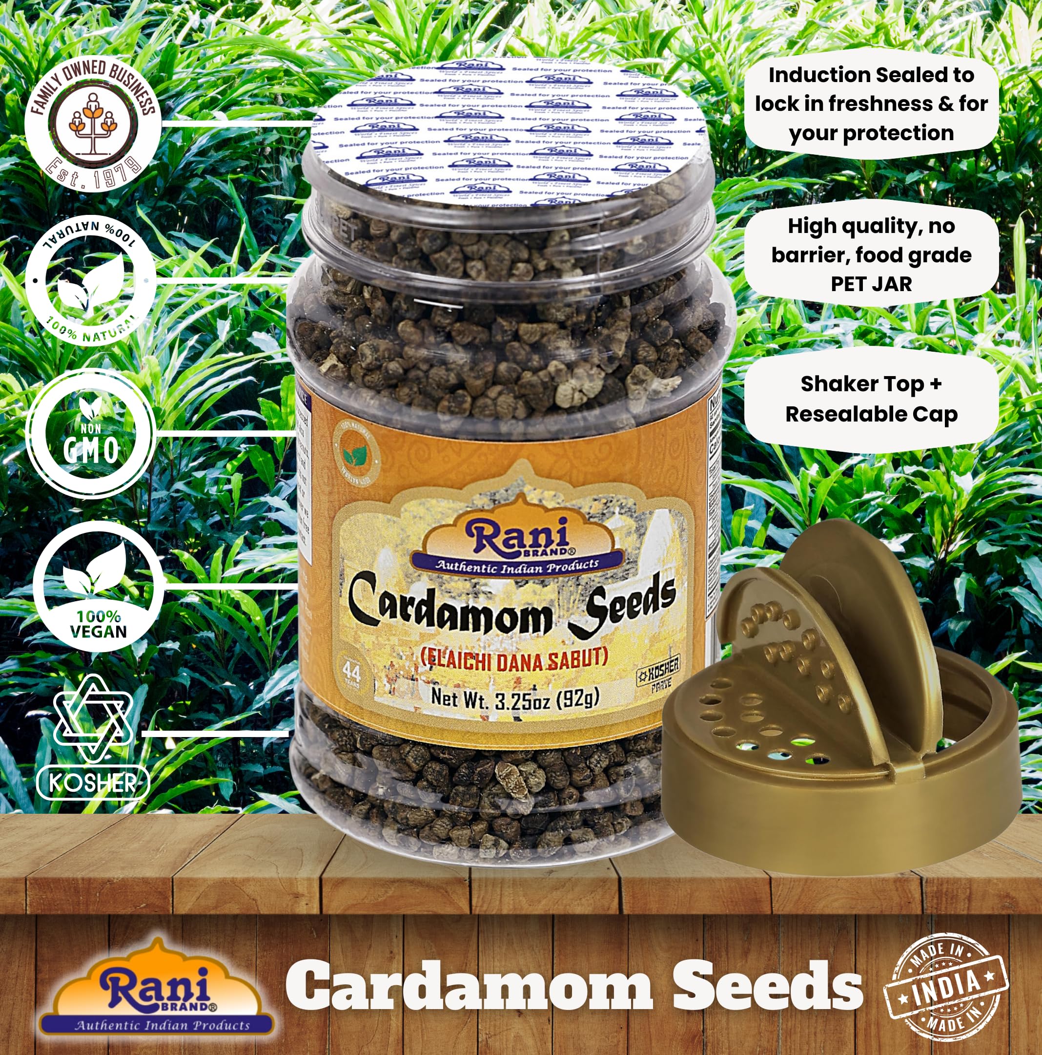 Rani Cardamom (Elachi) Decorticated Seeds Indian Spice 3.25oz (92g) PET Jar~ All Natural | Vegan | Gluten Friendly | NON-GMO | Kosher | Indian Origin - Image 4
