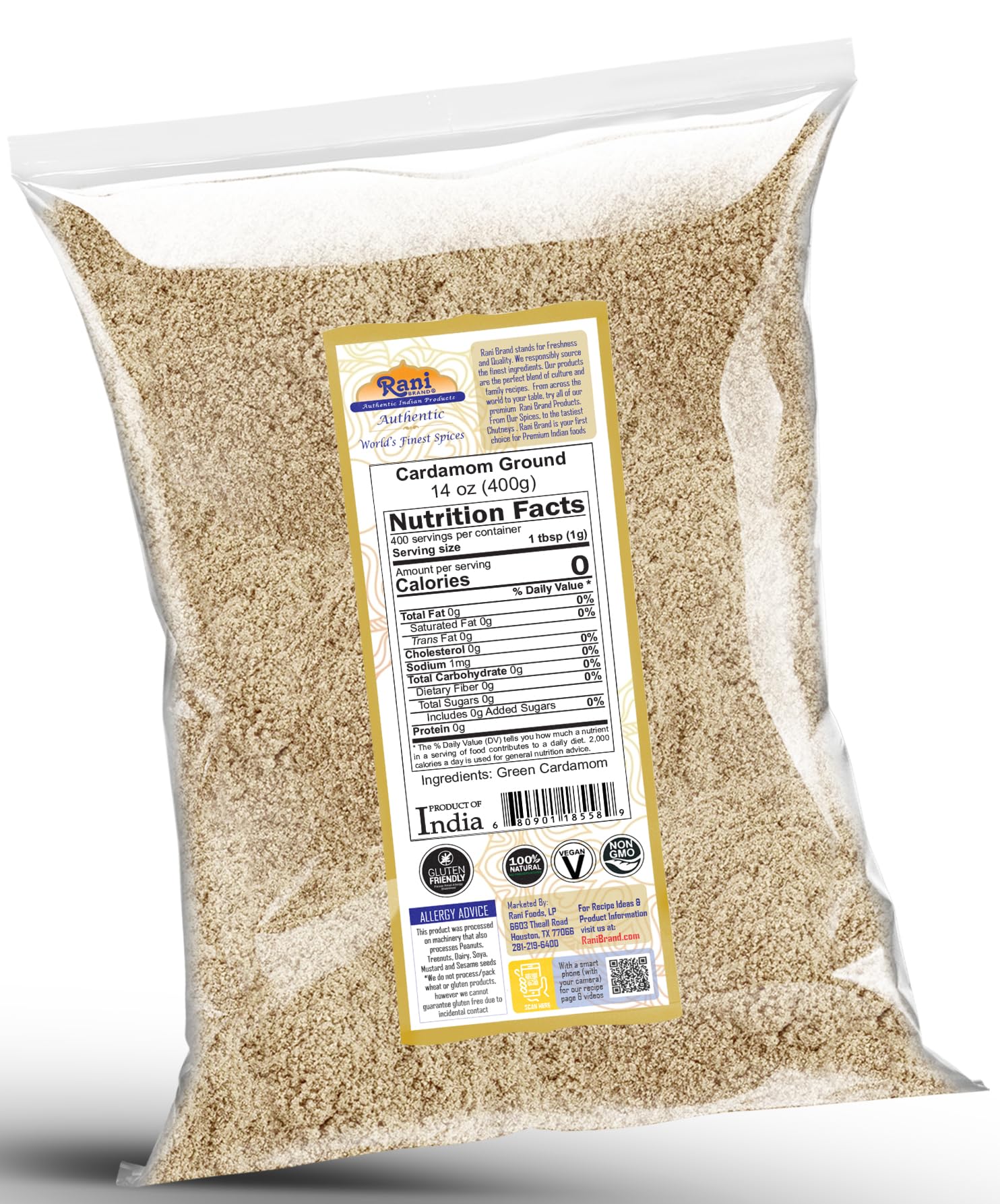 Rani Cardamom (Elachi) Ground, Powder Indian Spice 14oz (400g) ~ All Natural | No Color Added | Gluten Friendly | Vegan | NON-GMO | Kosher | No Salt or Fillers - Image 8