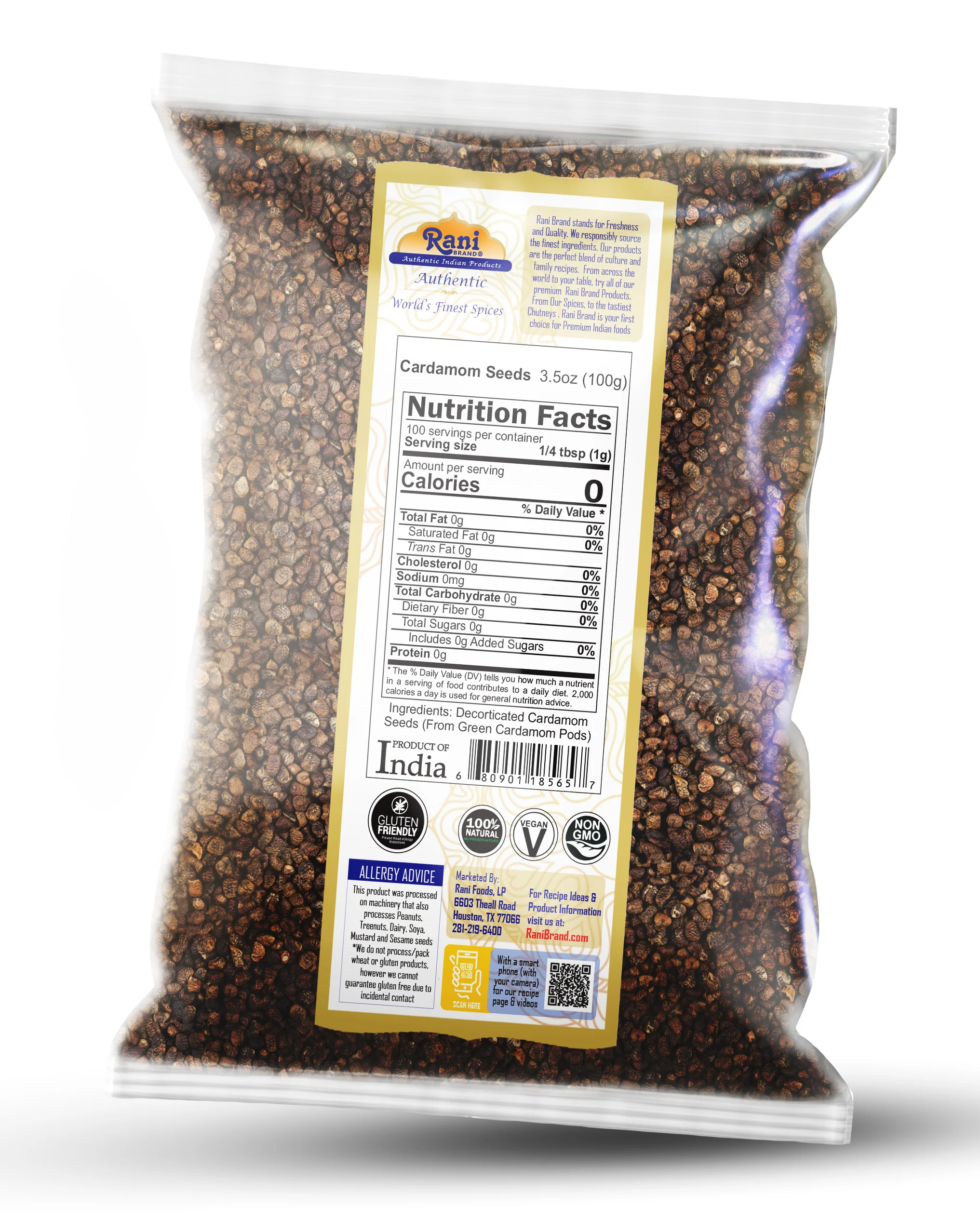 Rani Cardamom (Elachi) Decorticated Seeds Indian Spice 3.5oz (100g) ~ All Natural | Vegan | Gluten Friendly | NON-GMO | Kosher | Indian Origin | - Image 6