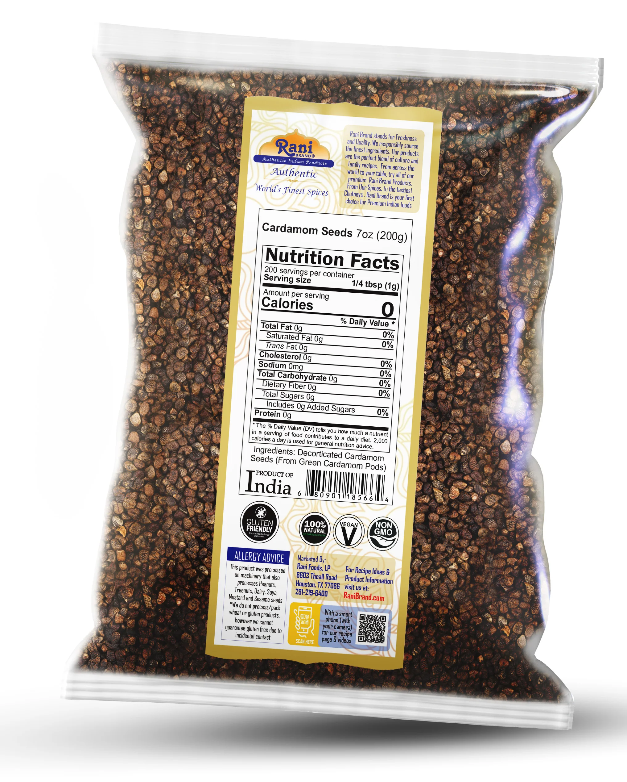 Rani Cardamom (Elachi) Decorticated Seeds Indian Spice 7oz (200g) ~ All Natural | Vegan | Gluten Friendly | NON-GMO | Kosher | Indian Origin | - Image 6
