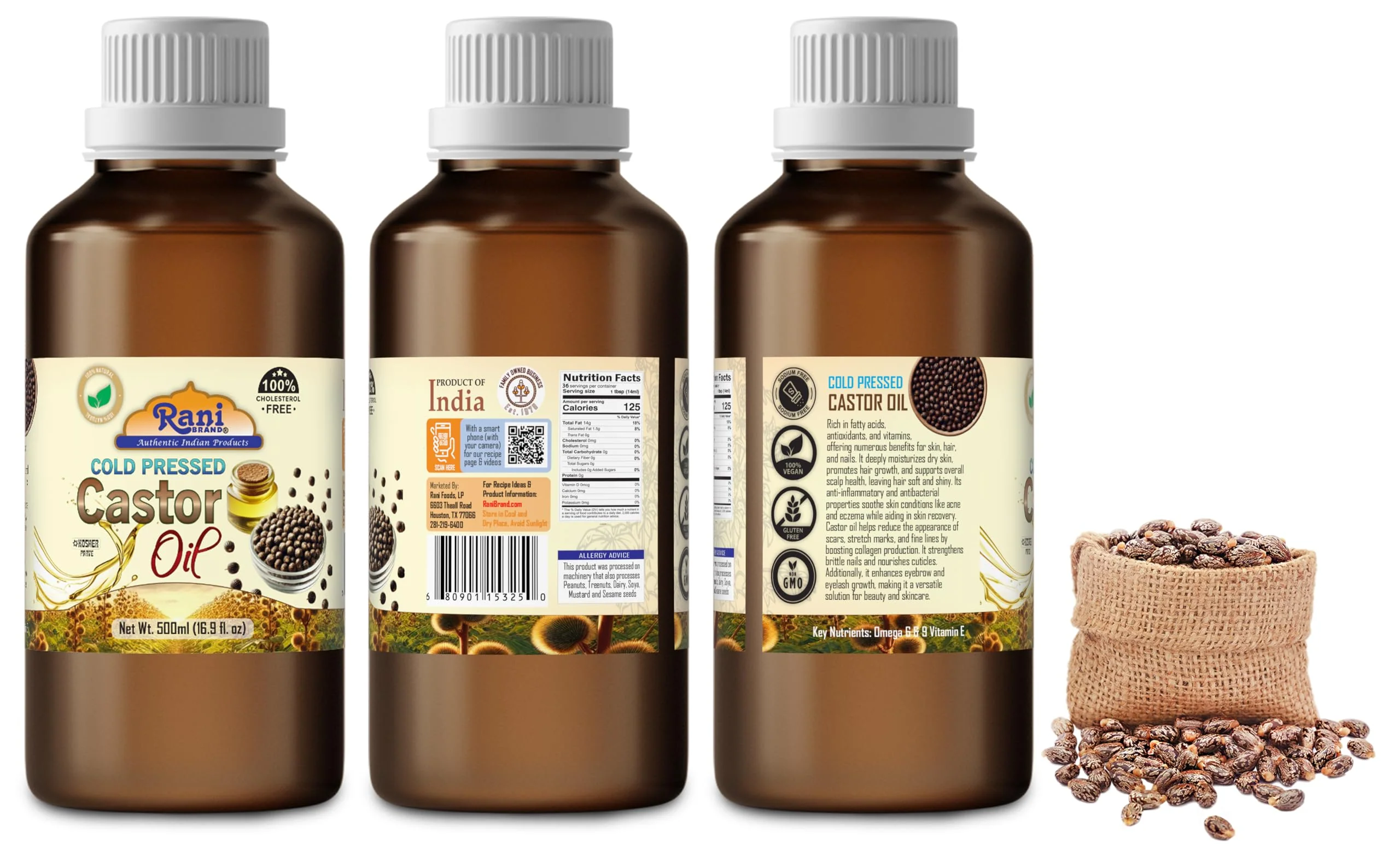 Rani Castor Oil 16.9 Ounce (500ml) Cold Pressed | 100% Natural | NON-GMO | Kosher | Vegan | Gluten Free | Indian Origin - Image 7