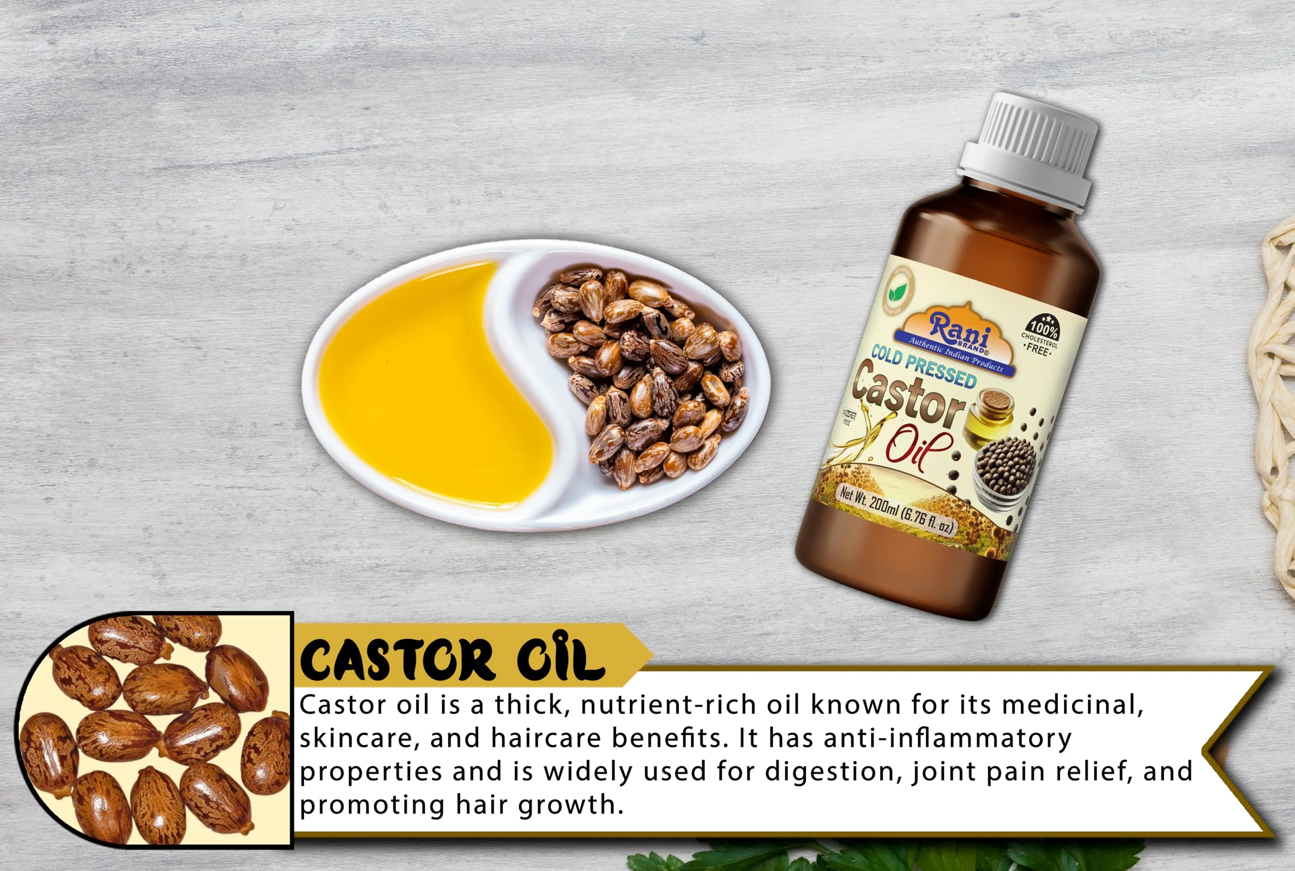 Rani Castor Oil 6.76 Ounce (200ml) Cold Pressed | 100% Natural | NON-GMO | Kosher | Vegan | Gluten Free | Indian Origin - Image 6