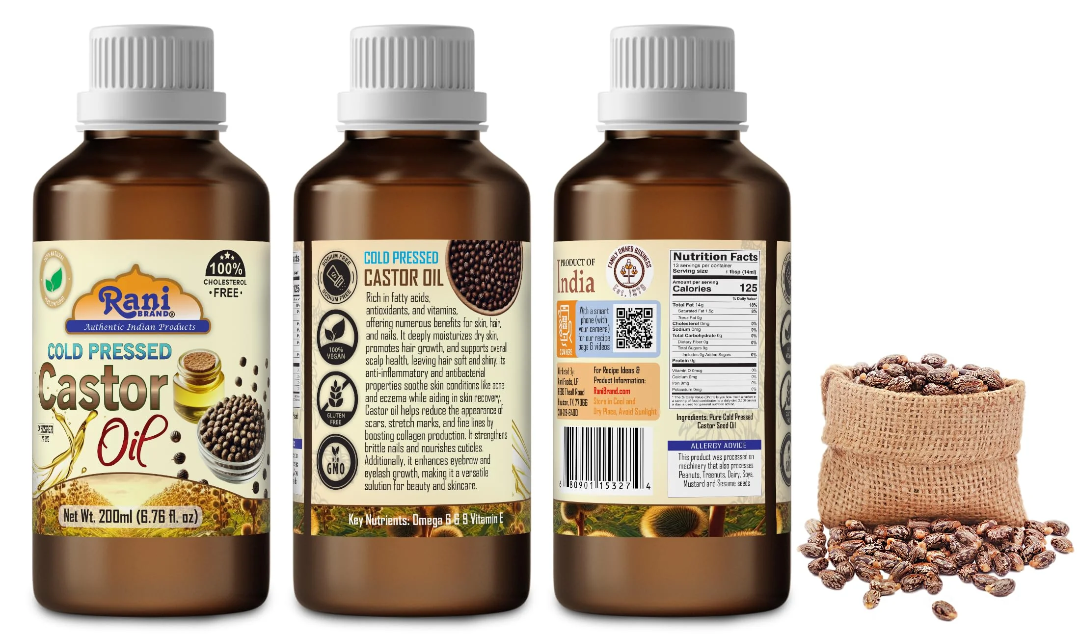 Rani Castor Oil 6.76 Ounce (200ml) Cold Pressed | 100% Natural | NON-GMO | Kosher | Vegan | Gluten Free | Indian Origin - Image 7