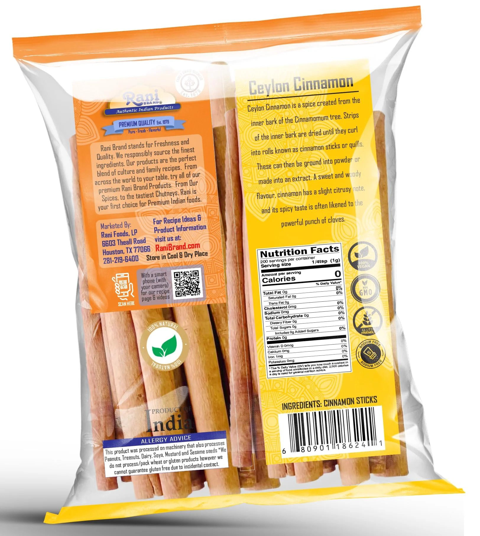Rani Ceylon Cinnamon Sticks 7oz (200g) ~ 20-24 Sticks 3 Inches in Length, True Ceylon Cinnamon (Not Cassia) ~ All Natural | Vegan | No Colors | Gluten Friendly | NON-GMO | Indian Origin - Image 4