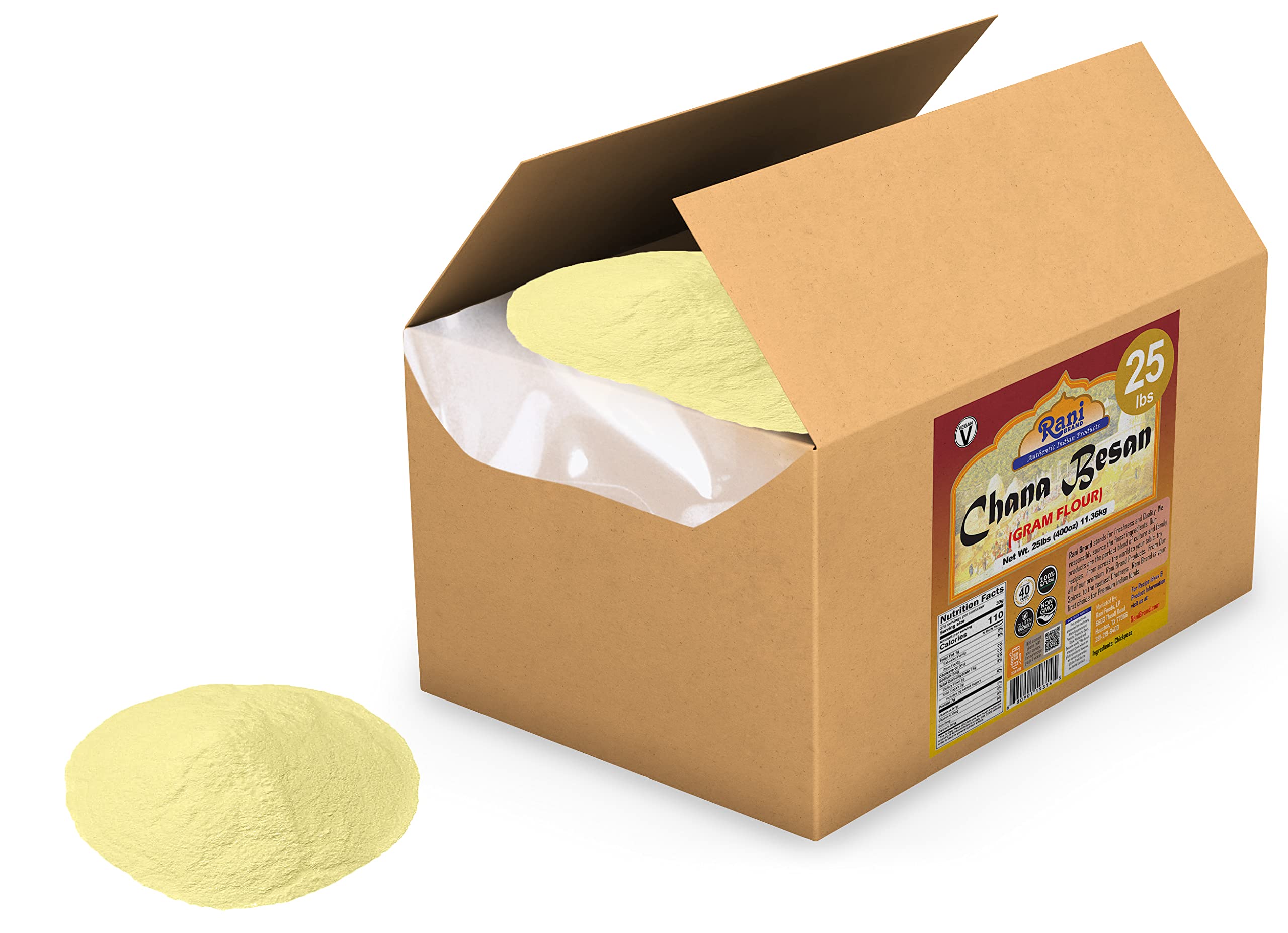Rani Chana Besan (Chickpeas Flour, Gram) 400oz (25lbs) 11.36kg Bulk Box ~ All Natural | Vegan | Gluten Friendly | NON-GMO | Indian Origin - Image 3