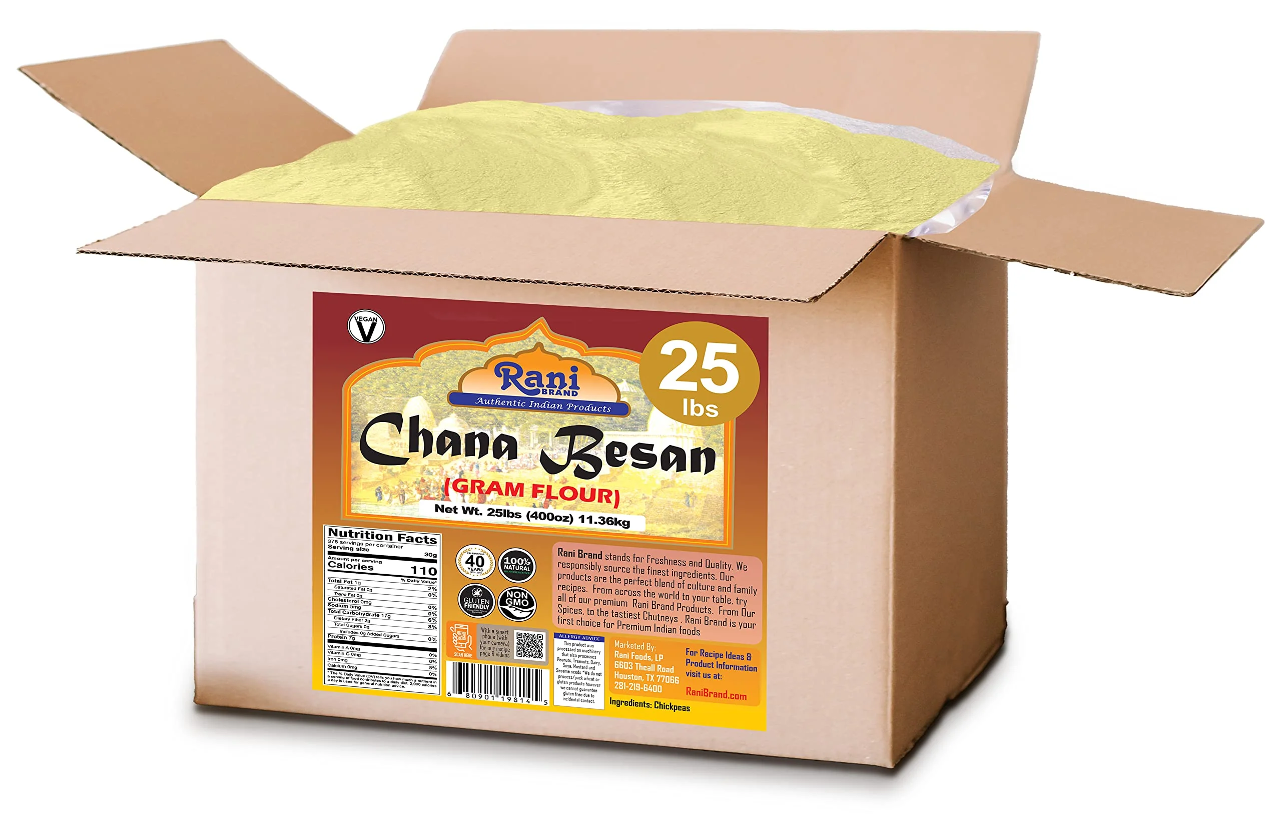 Rani Chana Besan (Chickpeas Flour, Gram) 400oz (25lbs) 11.36kg Bulk Box ~ All Natural | Vegan | Gluten Friendly | NON-GMO | Indian Origin - Image 4