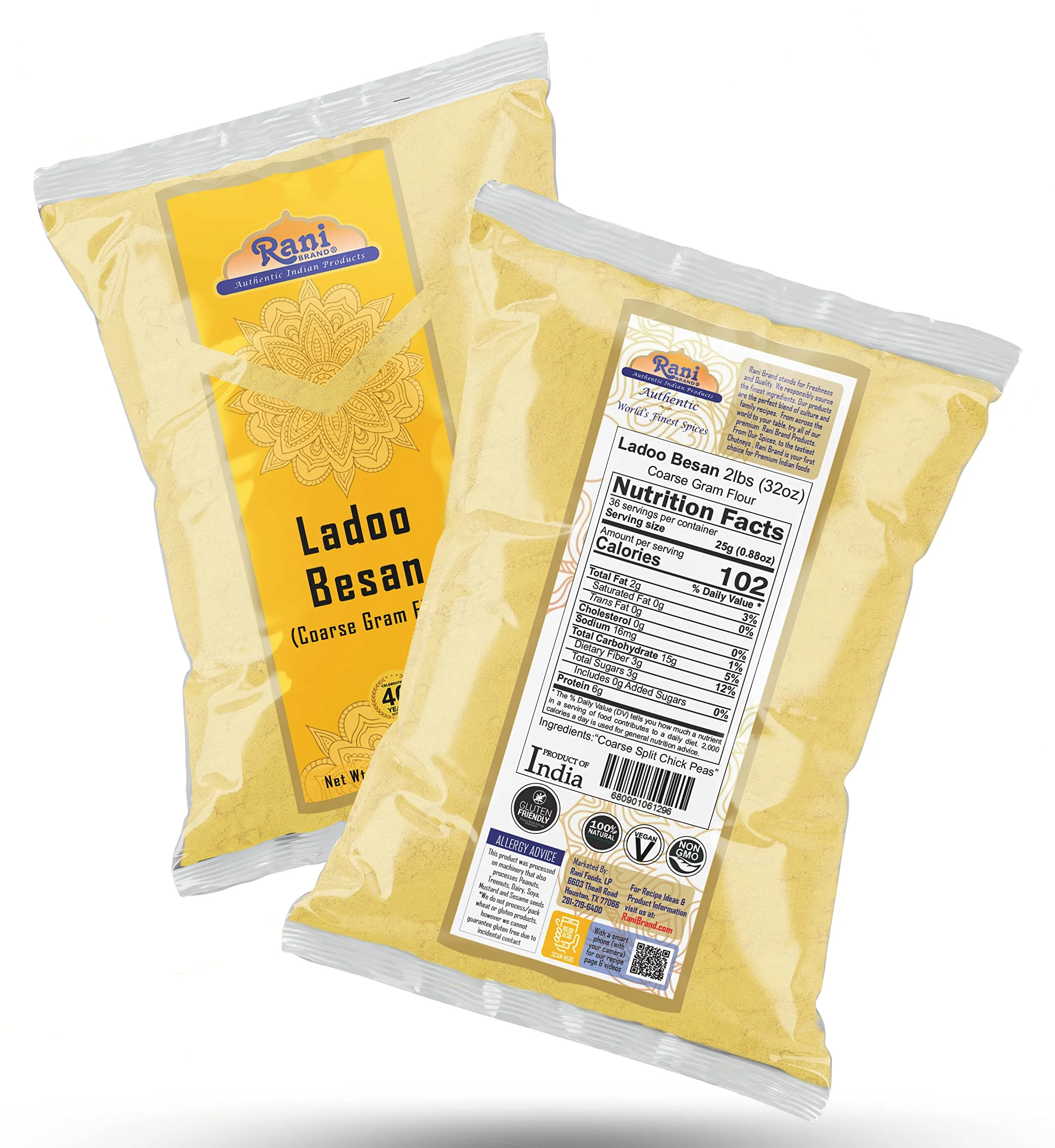 Rani Ladoo Besan (Coarse Gram Glour) 32oz (2lbs) 908g ~ All Natural | Vegan | Gluten Friendly | NON-GMO |Kosher | Indian Origin - Image 5