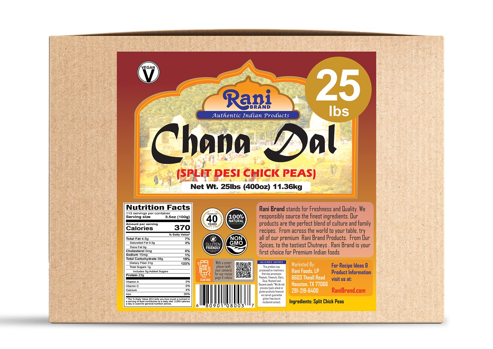 Rani Chana Dal (Split Desi Chickpeas without skin) 400oz (25lbs) 11.36kg Bulk Box ~ All Natural | Gluten Friendly | NON-GMO | Vegan | Indian Origin - Image 6