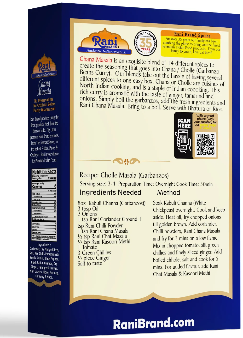 Rani Chana Masala (Garbanzo Curry 15-Spice Blend) 3.5oz (100g) ~ All Natural | Vegan | No Colors | Gluten Friendly | NON-GMO - Image 4