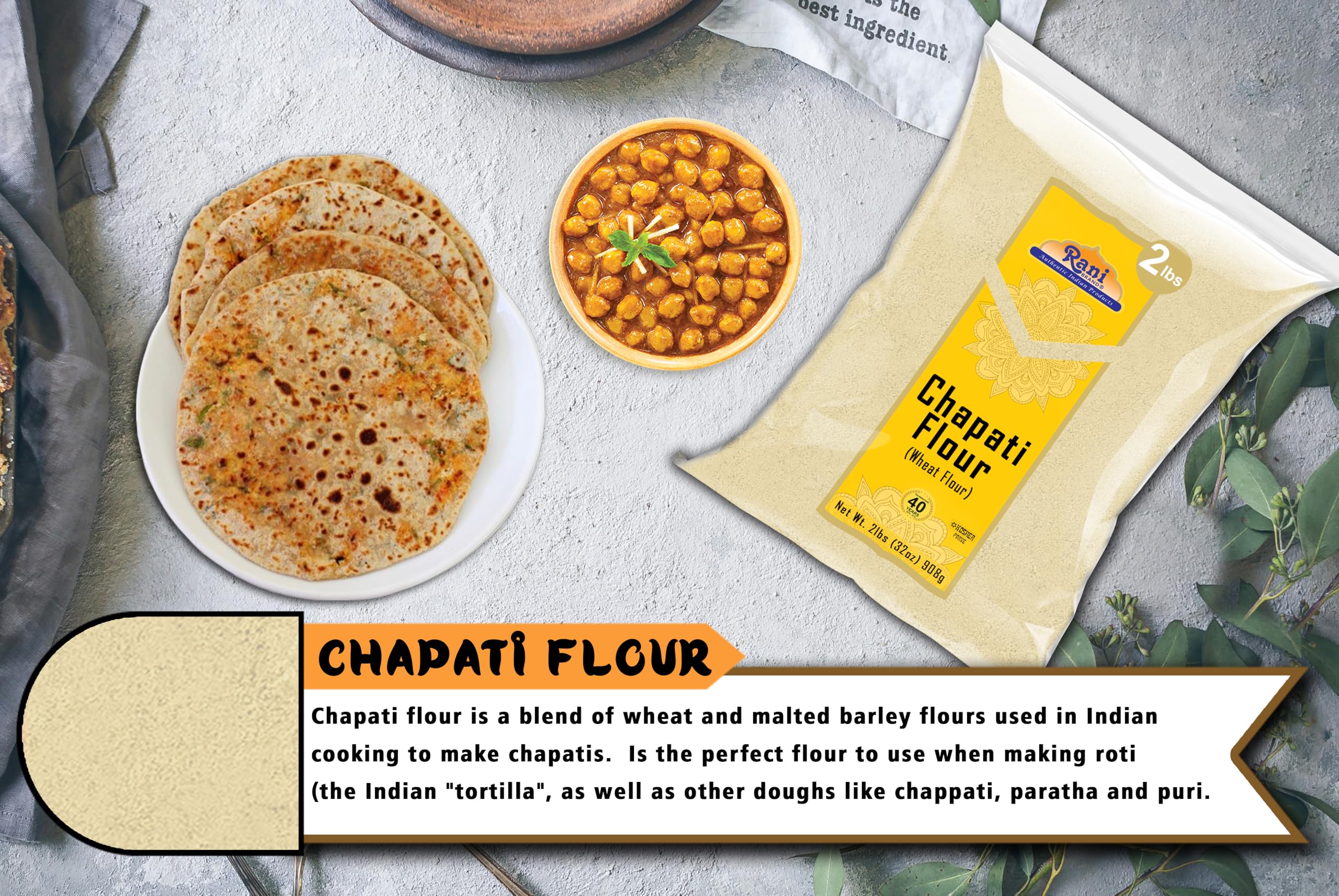 Rani Chapati Flour (100% Pure Whole Wheat Atta), For Making Roti & Indian Breads 32oz (2lbs) 908g ~ All Natural | Vegan | No Salt or Colors | NON-GMO | Kosher | Indian Origin - Image 6