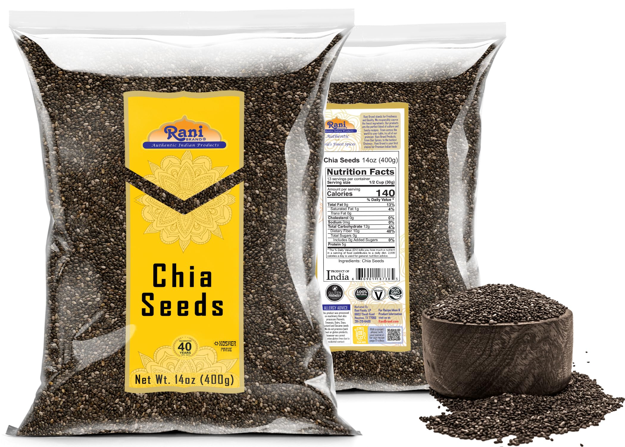 Rani Chia Seeds 14oz (400g) ~ All Natural | Vegan | Gluten Friendly | NON-GMO | Kosher | Indian Origin… - Image 7
