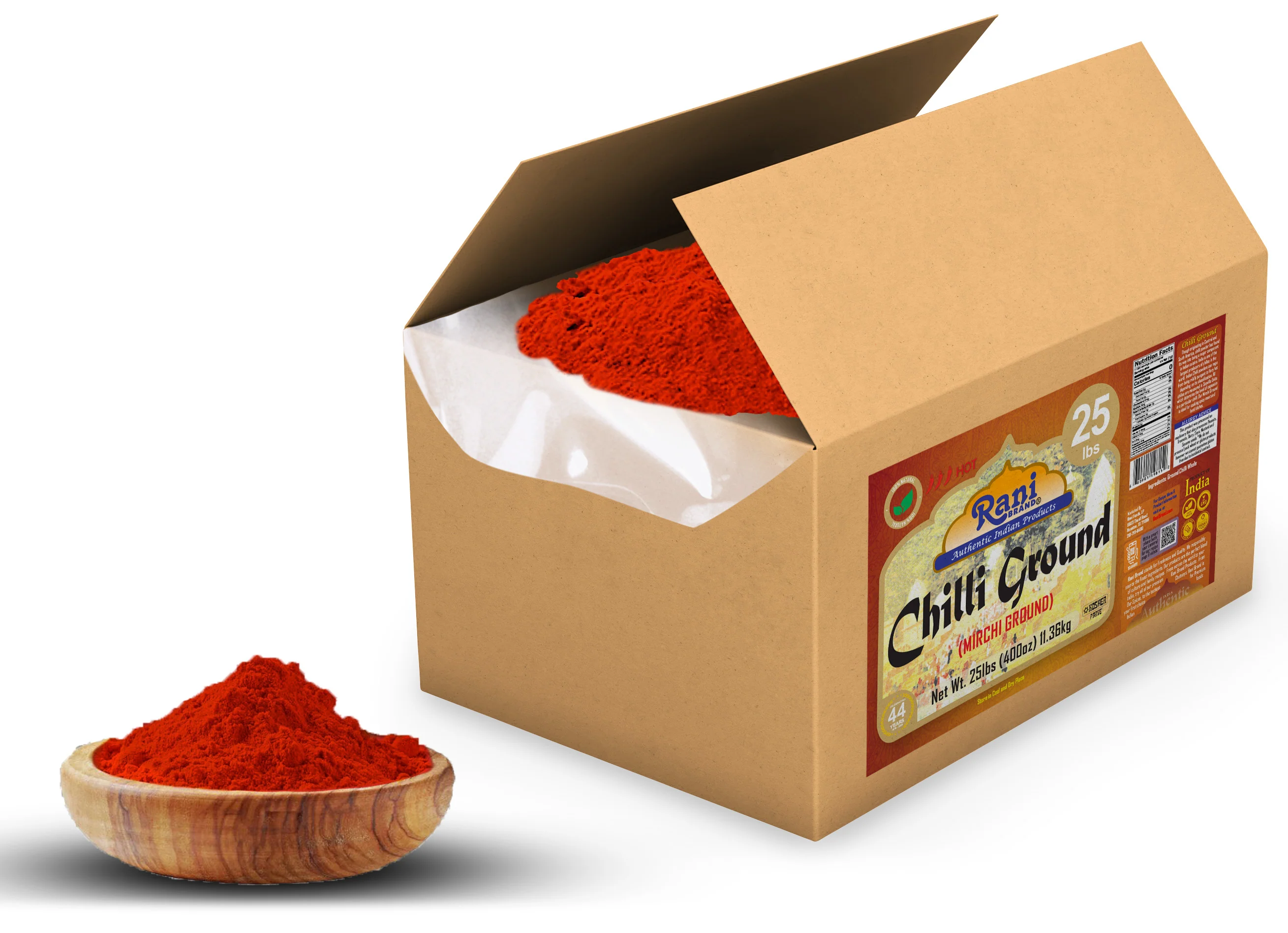 Rani Chilli Powder (Mirchi) Ground Indian Spice 400oz (25lbs) 11.36kg Bulk Box ~ All Natural | Salt-Free | Vegan | No Colors | Gluten Friendly | NON-GMO | Kosher | Indian Origin - Image 3