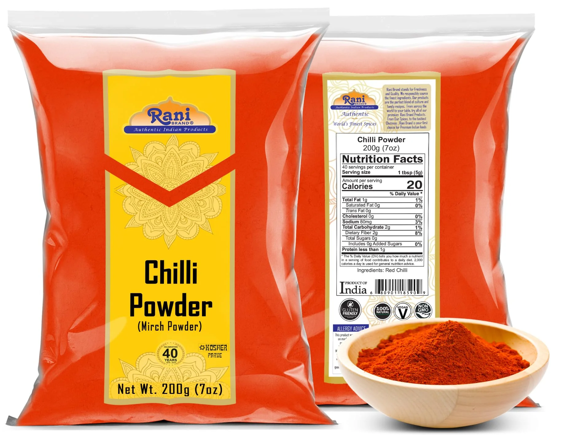 Rani Chilli Powder (Mirchi) Ground Indian Spice 7oz (200g) ~ All Natural, Salt-Free | Vegan | No Colors | Gluten Friendly | NON-GMO | Kosher | Indian Origin - Image 7
