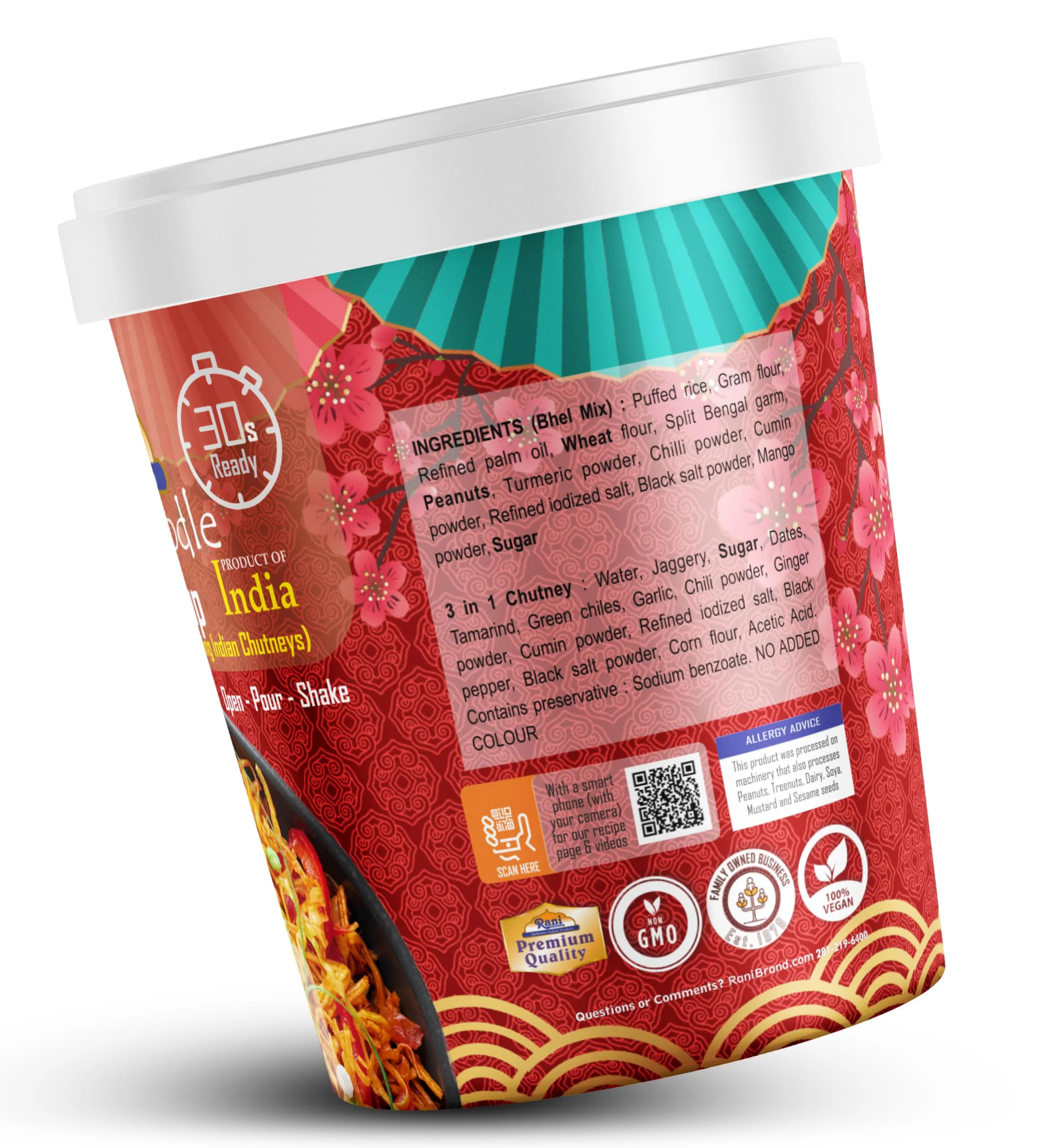 Rani Chinese Noodle Bhel Puri Cup (Spicy & Crunchy Indian Snack w/mouth watering Indian Chutneys) 3.5oz (100g), Pack of 4 ~ Ready to Eat | Vegan | NON-GMO | Indian Origin - Image 8