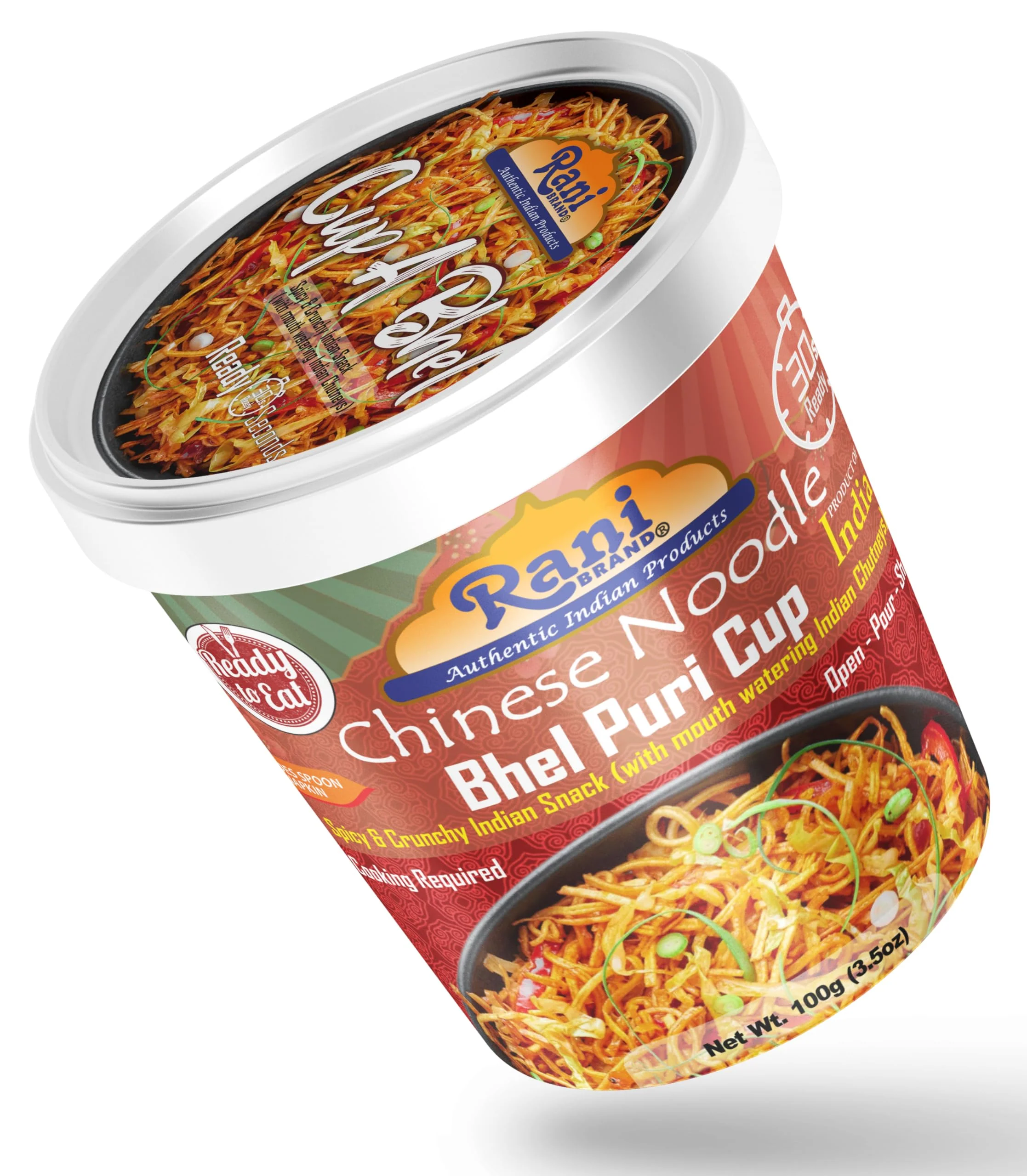 Rani Chinese Noodle Bhel Puri Cup (Spicy & Crunchy Indian Snack w/mouth watering Indian Chutneys) 3.5oz (100g), Pack of 6+1 FREE ~ Ready to Eat | Vegan | NON-GMO | Indian Origin - Image 9