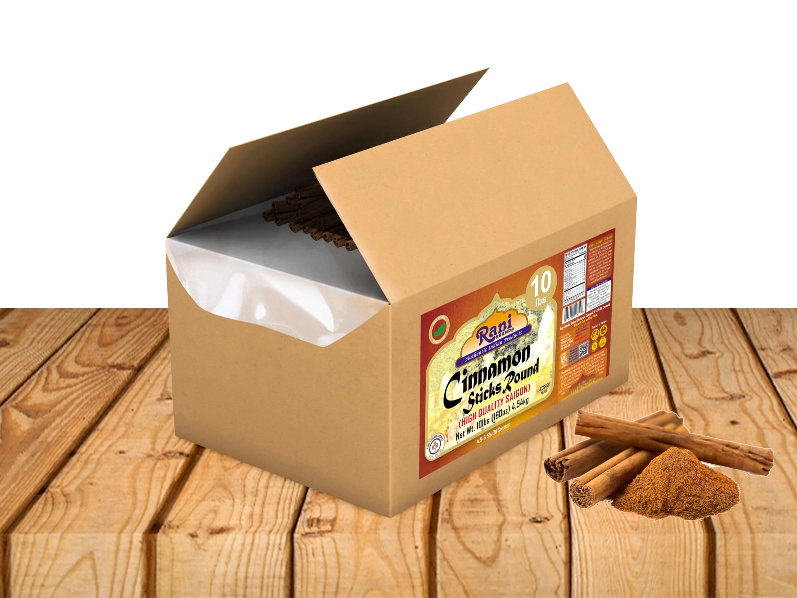 Rani Cinnamon Sticks 160oz (10lbs) 4.54kg Bulk Box - 875-1000 Sticks - Strong Aroma, Perfect for Baking, Cooking & Beverages | 3+ Inches Length - Cassia Saigon Cinnamon from Vietnam | Kosher - Image 5