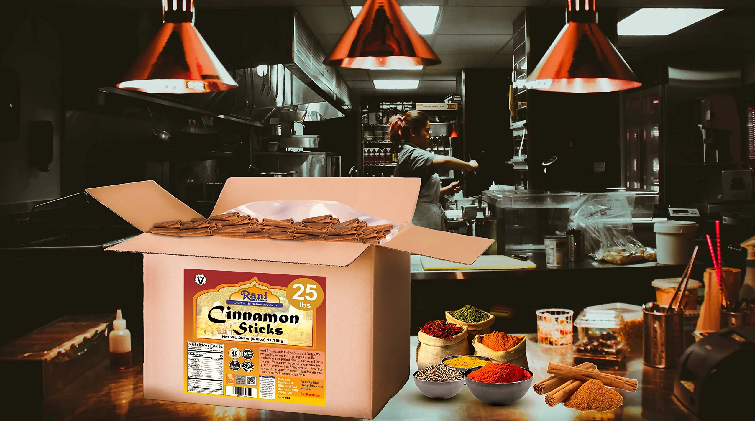 Rani Cinnamon Sticks 400oz (25lbs) 11.63kg Bulk Box - 2300-2500 Sticks - Strong Aroma, Perfect for Baking, Cooking & Beverages | 3+ Inches Length - Cassia Saigon Cinnamon from Vietnam | Kosher - Image 7