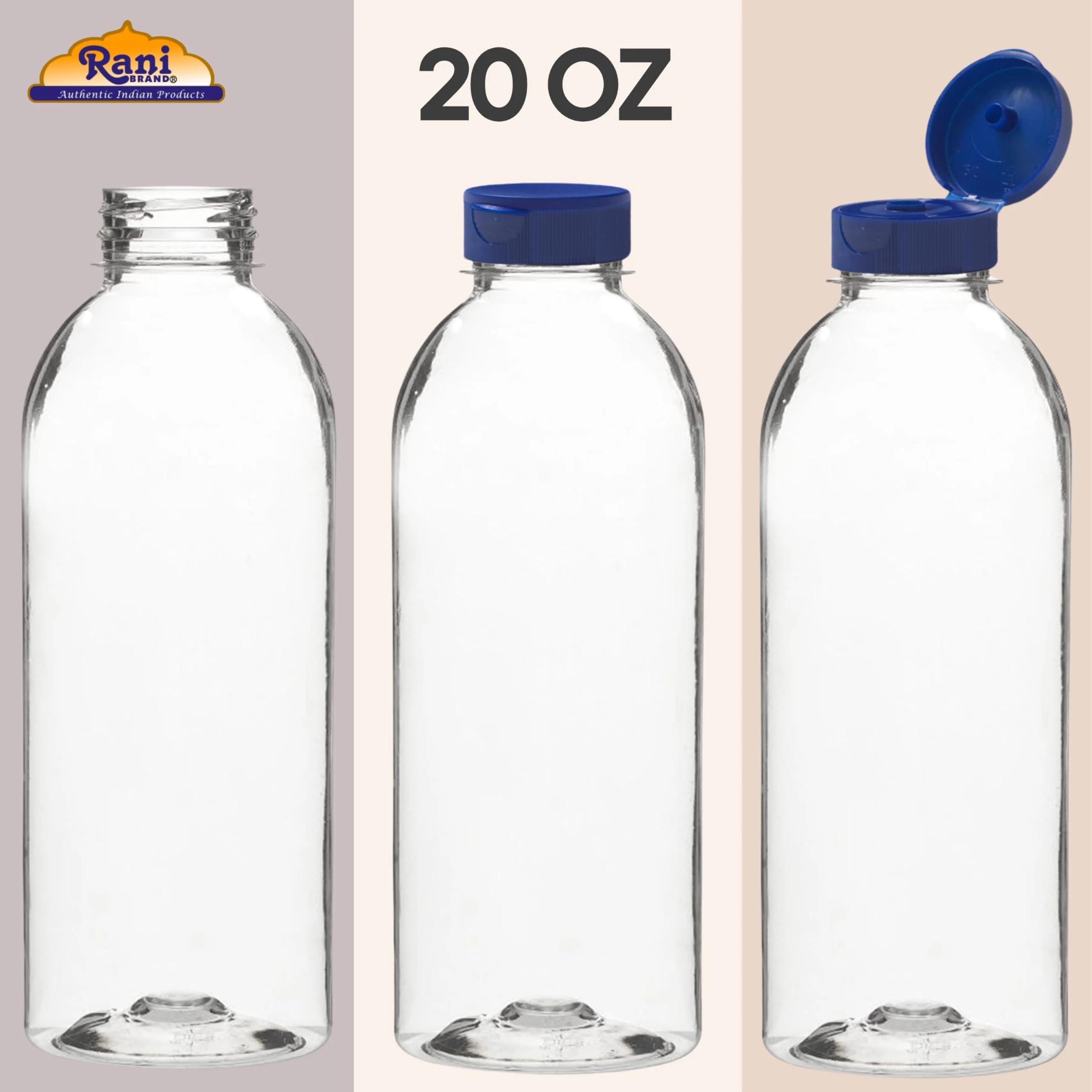 Rani Clear Plastic Bottles | 20oz PET Bottle with Flip-top Caps | BPA - FREE | Home & Commercial Use, Containers for Sauces, Condiments, Shampoo, Lotion, Sanitizer| Made in USA - Pack of 100 - Image 6