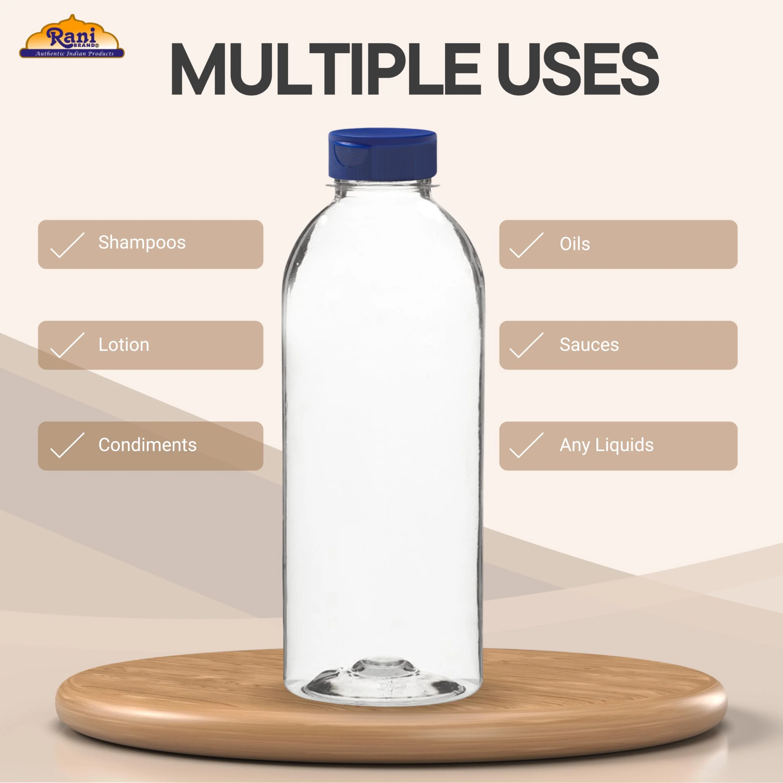Rani Clear Plastic Bottles | 20oz PET Bottle with Flip-top Caps | BPA - FREE | Home & Commercial Use, Containers for Sauces, Condiments, Shampoo, Lotion, Sanitizer| Made in USA - Pack of 12 - Image 7