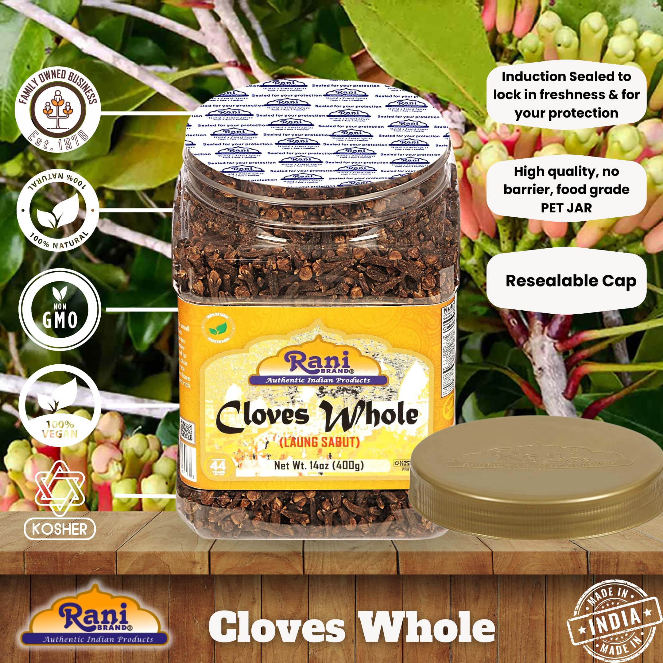 Rani Cloves Whole (Laung) 14oz (400g) Great for Food, Tea, Pomander Balls and Potpourri, Hand Selected, Spice, PET Jar ~ All Natural | NON-GMO | Kosher | Vegan - Image 4