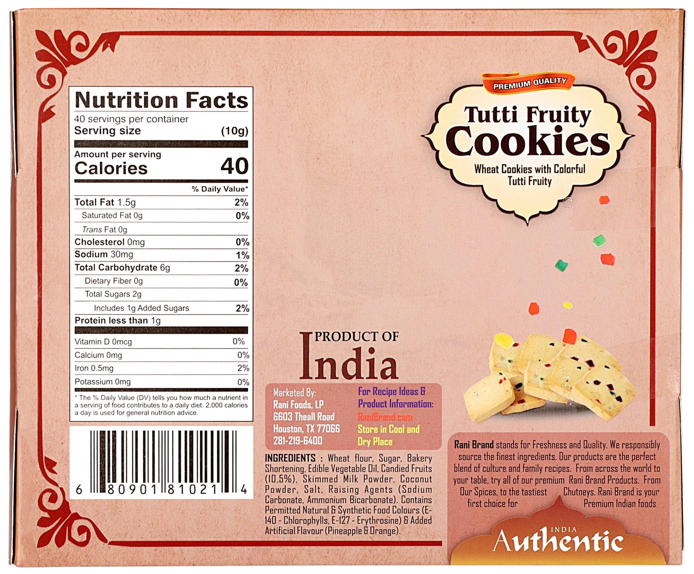 Rani Cookies Variety Pack of 4 (Dry Fruits, Kaju Pista, Methi, Tutti Fruity) 14oz (400g) each, Premium Quality Indian Cookies ~ Vegan | Non-GMO | Indian Origin - Image 9
