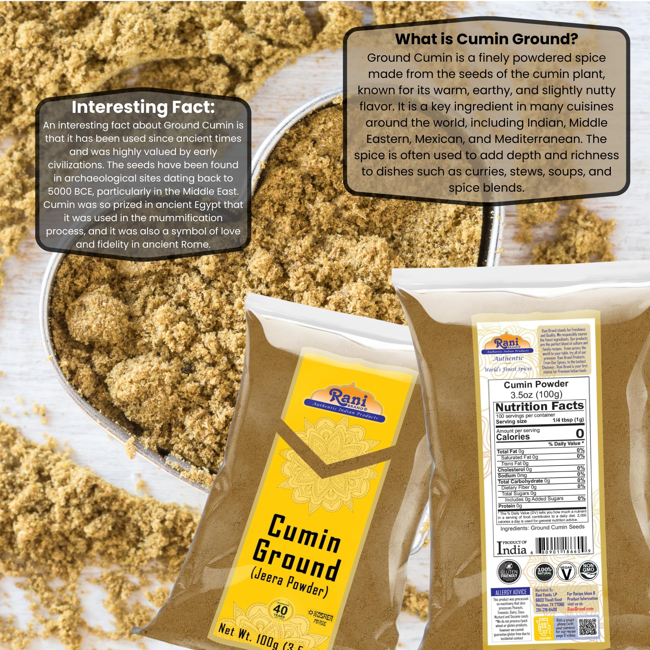 Rani Cumin (Jeera) Powder Spice 100g (3.5oz) ~ All Natural | Vegan | Gluten Friendly | NON-GMO | Indian Origin - Image 3
