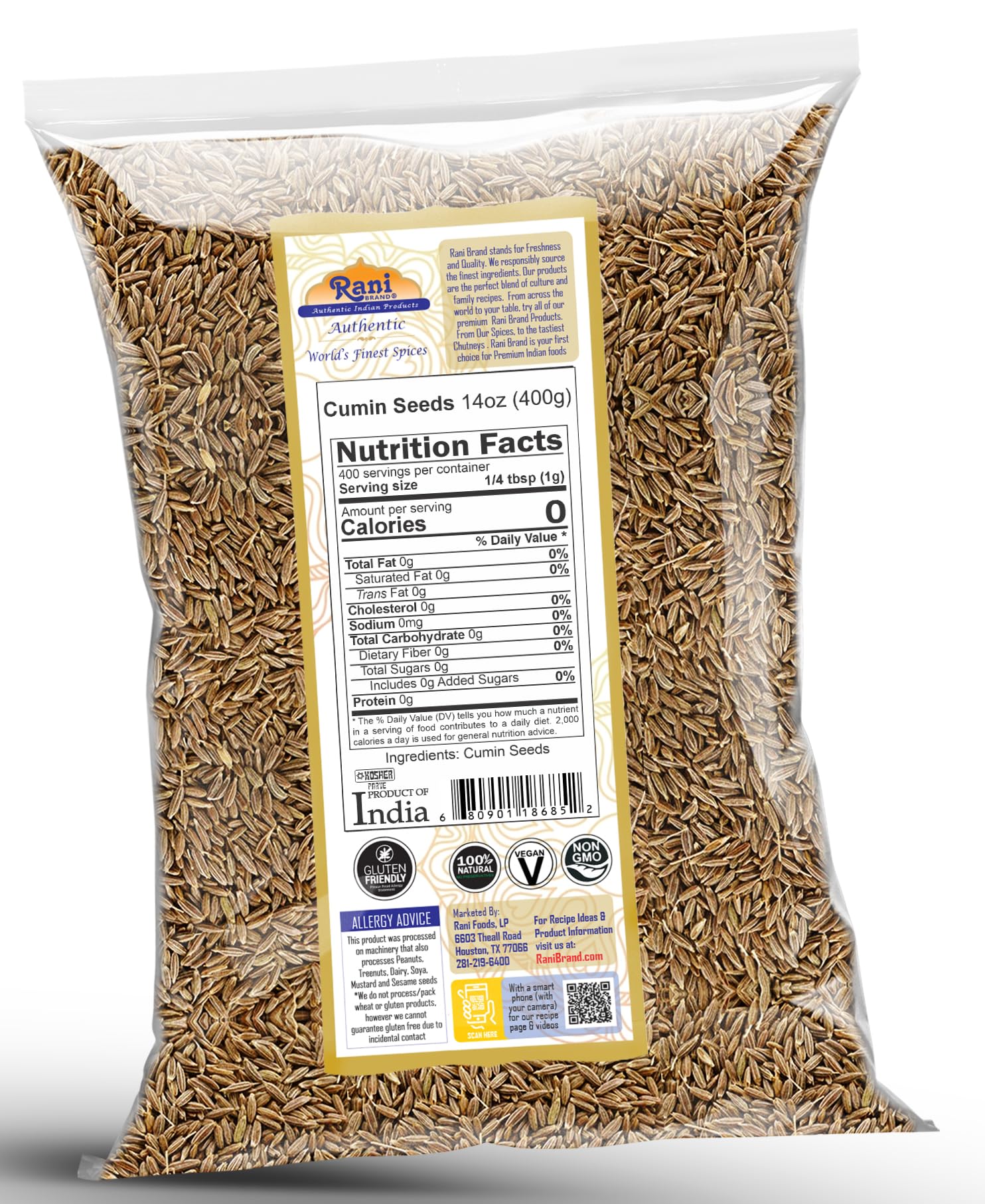 Rani Cumin Seeds Whole (Jeera) Spice 14oz (400g) ~ All Natural | Gluten Friendly | NON-GMO | Kosher | Vegan | Indian Origin - Image 4