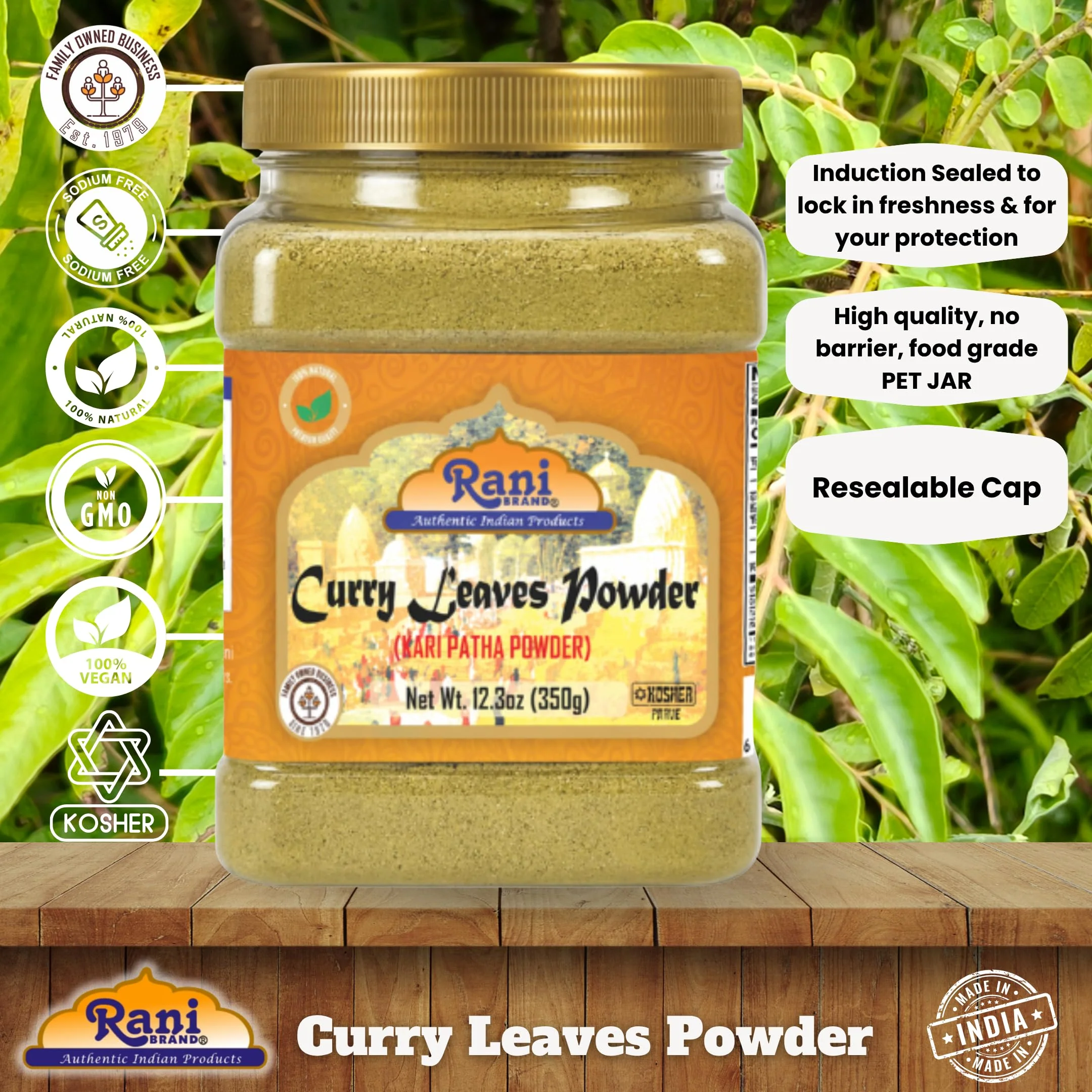 Rani Curry Leaves Powder (Kari Neem Patha) Indian Spice 12.3oz (350g) PET Jar ~ All Natural | Vegan | Gluten Friendly | NON-GMO | Indian Origin - Image 4