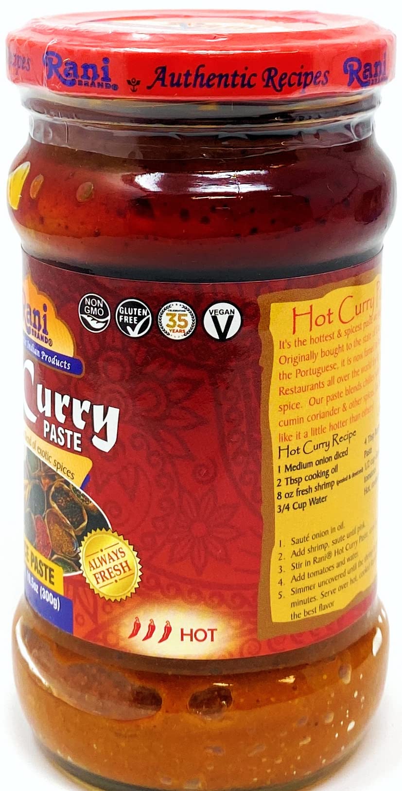 Rani Curry Paste HOT (Spice Paste) 10.5oz (300g) Glass Jar, Pack of 5+1 FREE ~ No Colors | All Natural | NON-GMO | Vegan | Gluten Free | Indian Origin - Image 7