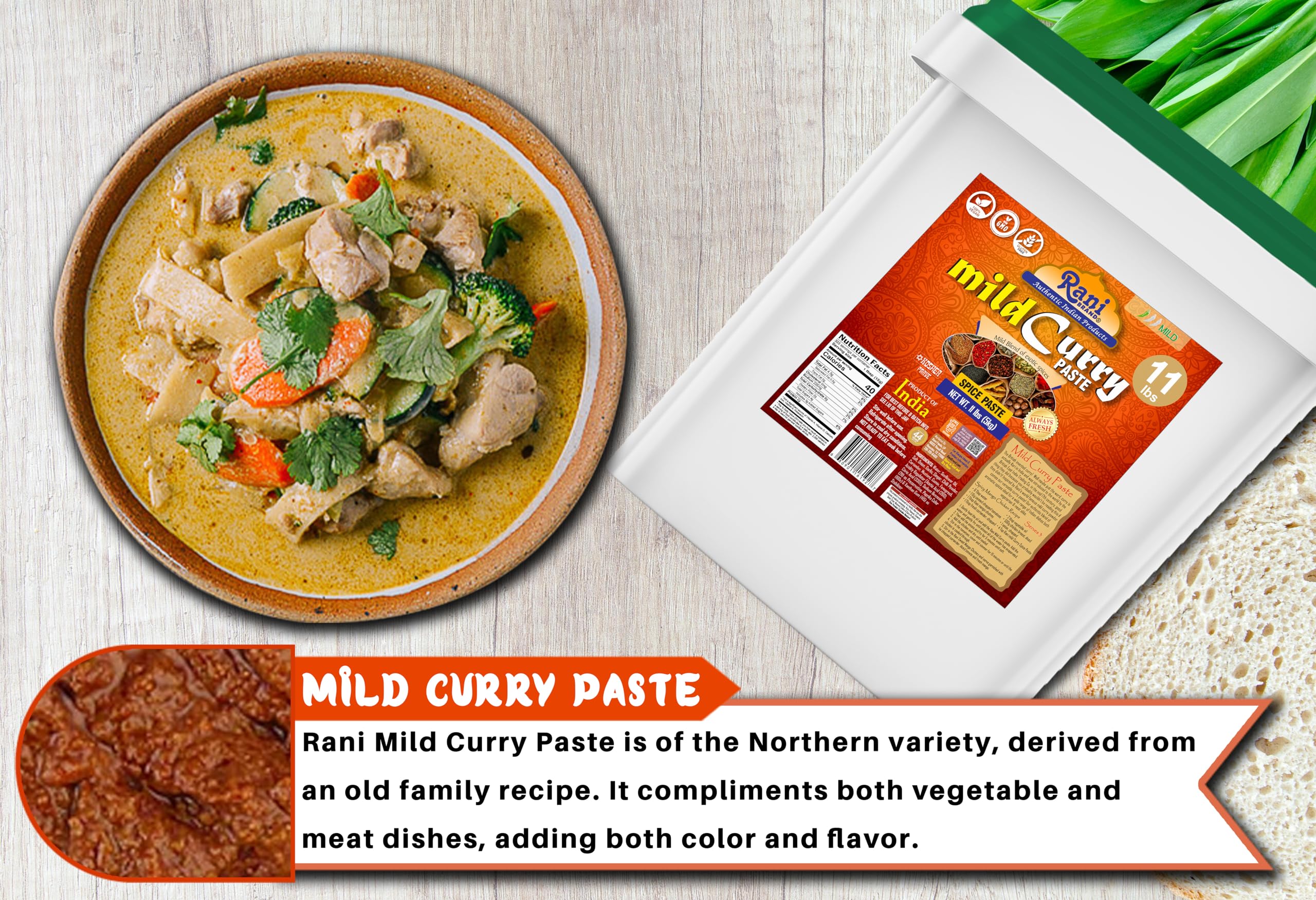 Rani Curry Paste MILD (Spice Paste) 176oz (11lbs) 5kg Bulk ~ No Colors | All Natural | NON-GMO | Kosher | Vegan | Gluten Free | Indian Origin - Image 3
