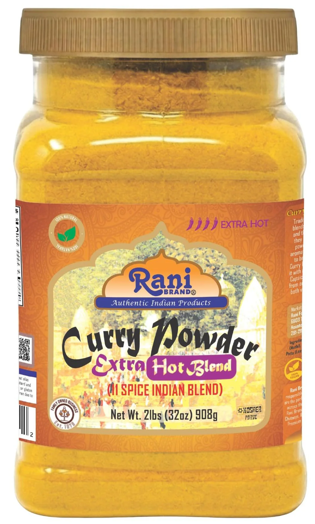 Rani Curry Powder EXTRA HOT Natural 11-Spice Blend 32oz (2lbs) 908g PET Jar ~ Salt Free | Vegan | Gluten Friendly | NON-GMO | Kosher