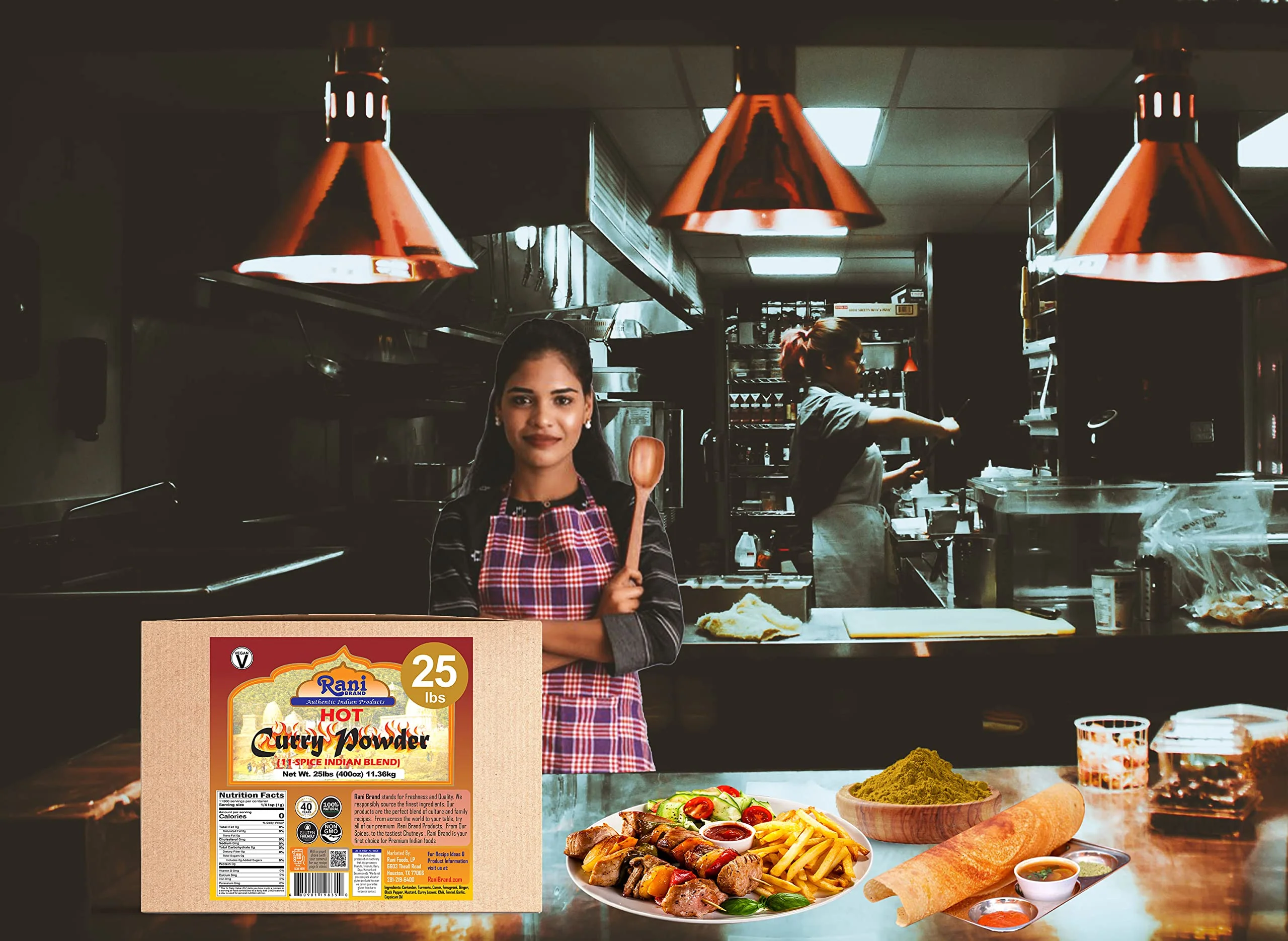 Rani Curry Powder Hot Natural 11-Spice Blend 400 Ounce (25lbs) 11.36kg ~ Bulk Box ~ Salt Free | Vegan | Gluten Friendly | NON-GMO - Image 3
