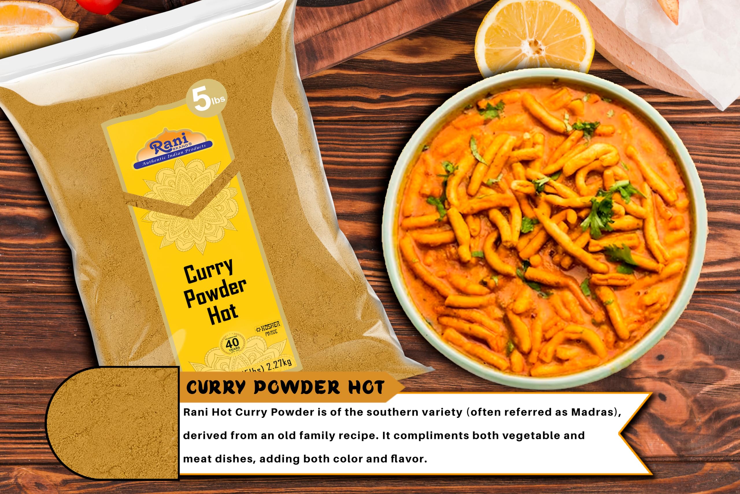 Rani Curry Powder Hot Natural 11-Spice Blend 80oz (5lbs) 2.27kg Bulk ~ Salt Free | Vegan | Gluten Friendly | NON-GMO | Kosher - Image 7