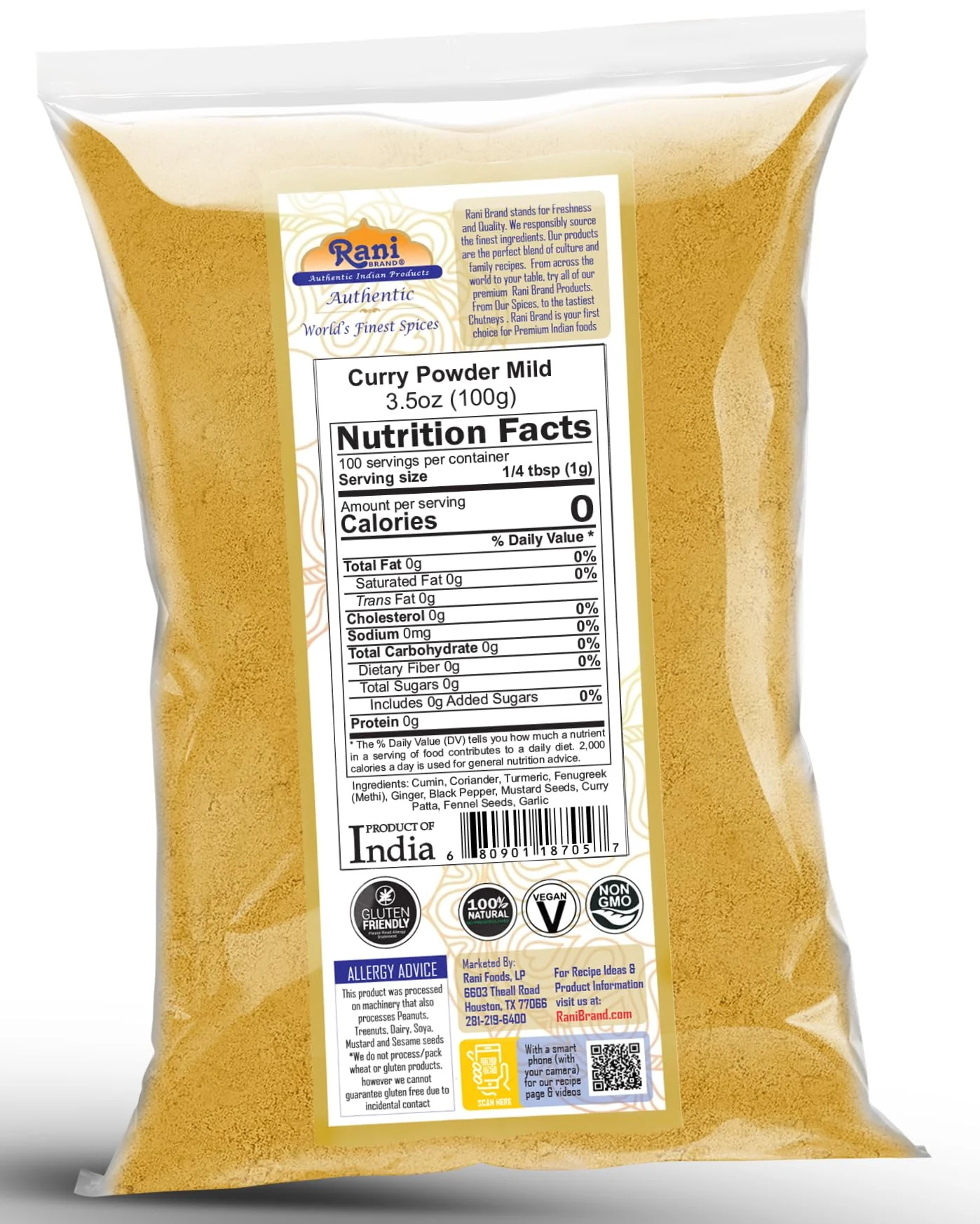 Rani Curry Powder Mild Natural 10-Spice Blend 100g (3.5oz) ~ Salt Free | Vegan | No Colors | Gluten Friendly | NON-GMO | Kosher | NO Chili or Peppers - Image 7