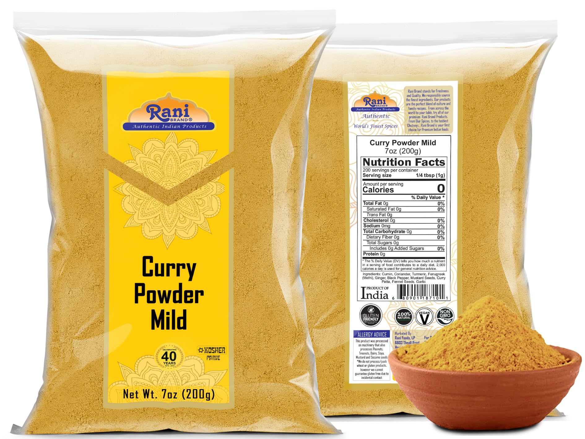 Rani Curry Powder Mild Natural 10-Spice Blend 200g (7oz) ~ Salt Free | Vegan | No Colors | Gluten Friendly | NON-GMO | Kosher | NO Chili or Peppers - Image 7