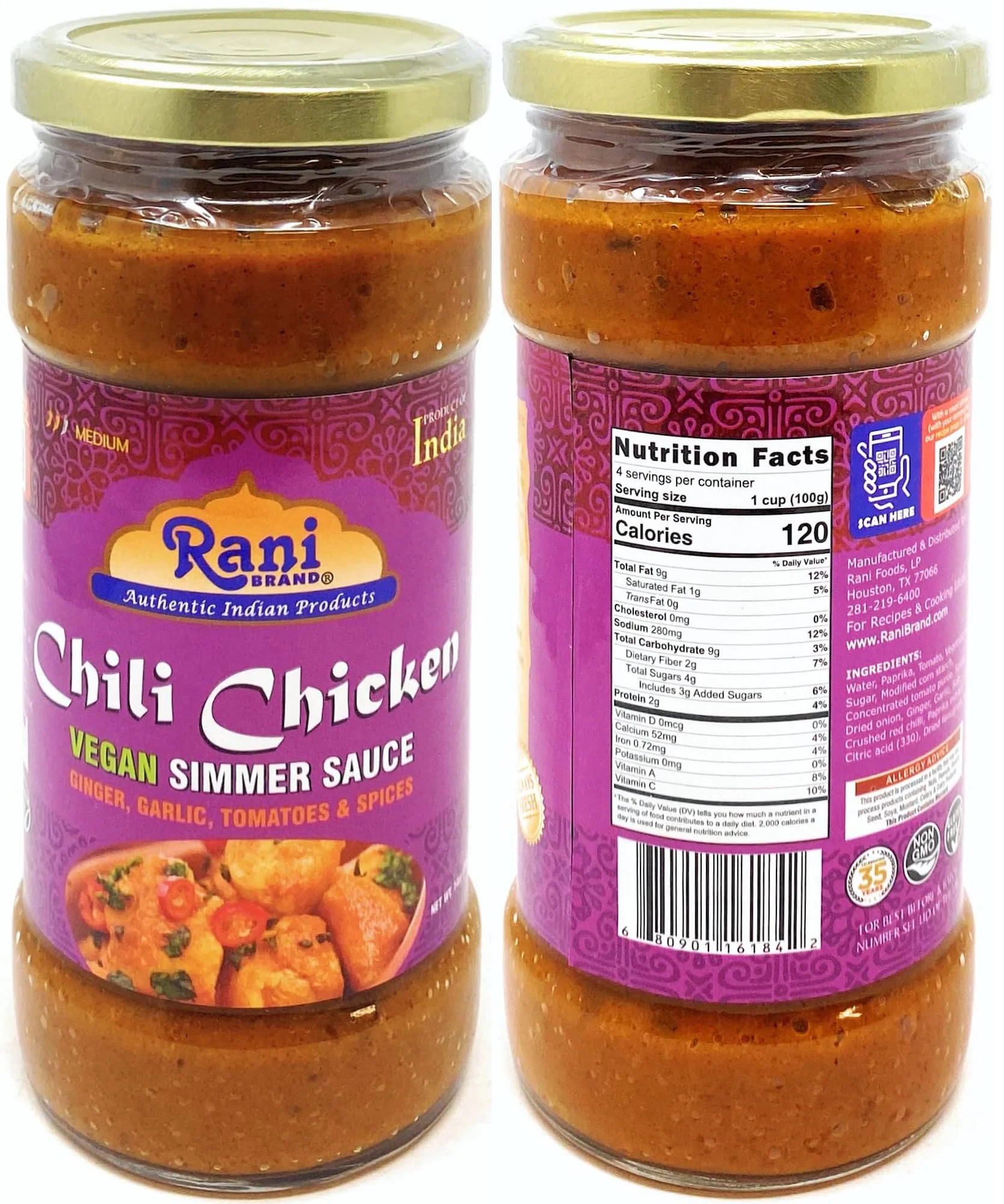 Rani Curry Vegan Simmer Sauces 6-Pack Variety (Tandoori, Tikka, Vindaloo, Korma, Chilli Chicken, Spicy Butter Chicken) 14oz (400g) Glass Jar ~ Easy to Use | All Natural | Gluten Free | Indian Origin - Image 8
