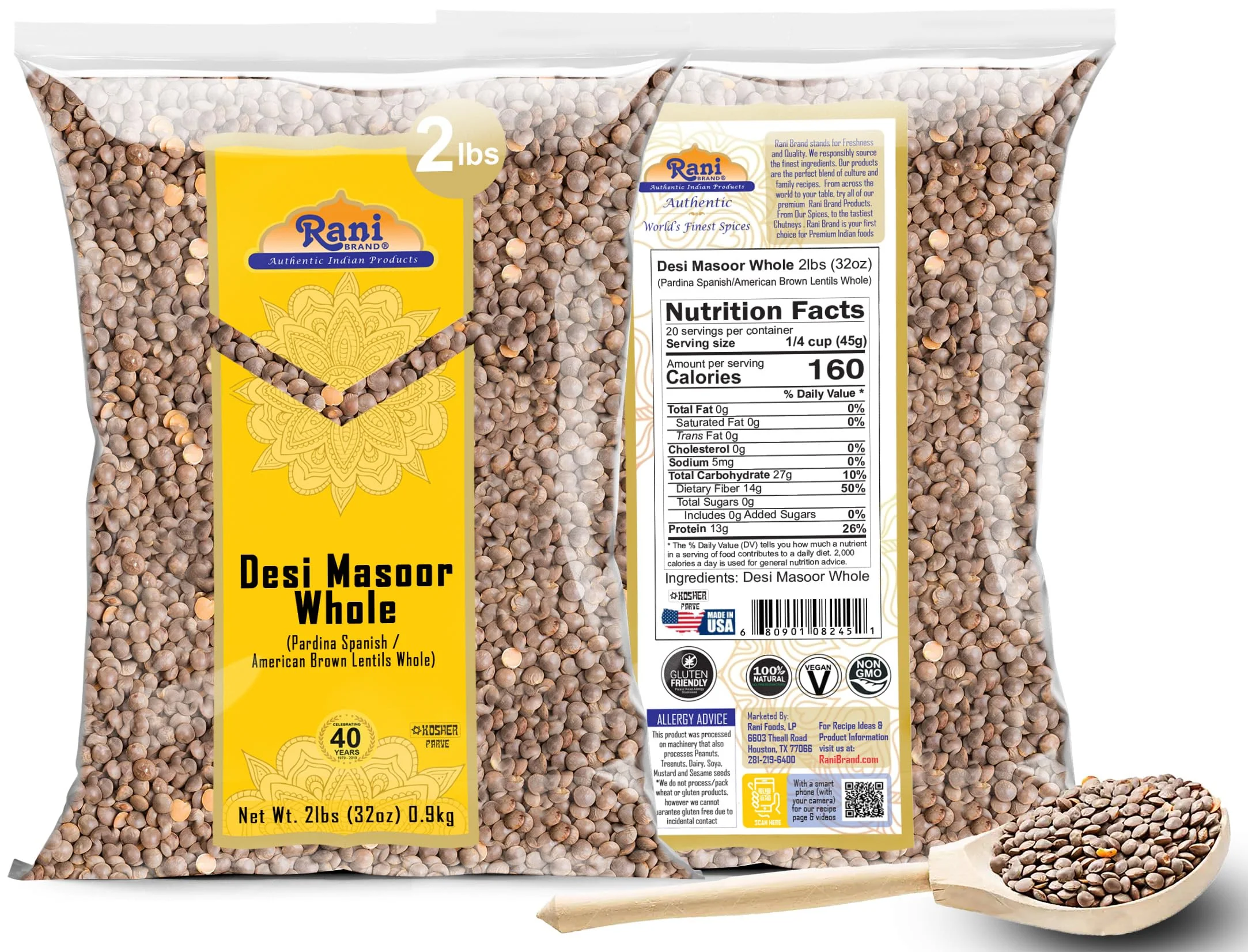 Rani Desi Masoor (Masur) Whole 32oz (2lbs) 907g (aka. Pardina Spanish) ~ All Natural | Vegan | Kosher | Gluten Friendly | Product of USA - Image 7
