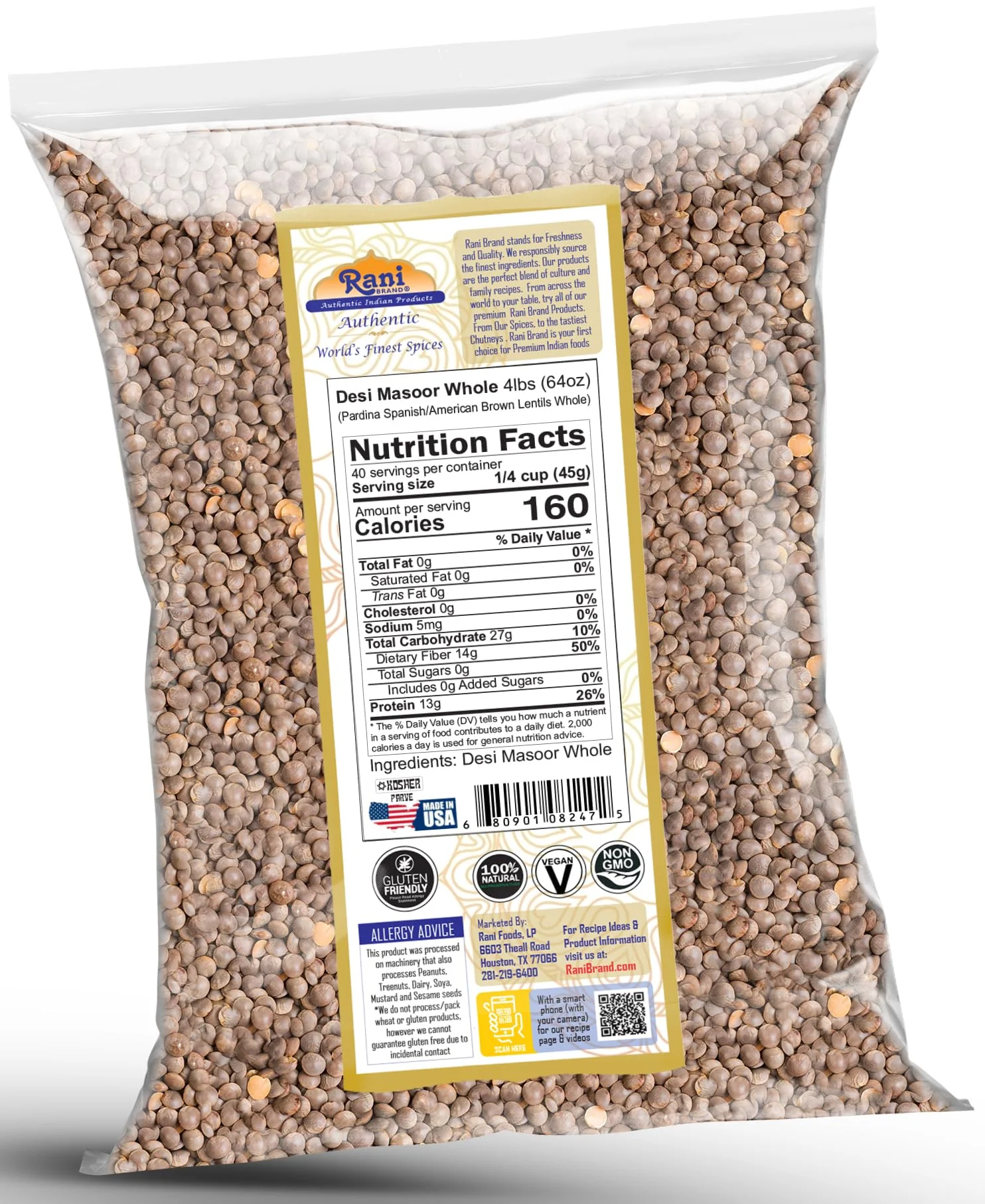 Rani Desi Masoor (Masur) Whole, 64oz (4lbs) 1.81kg (aka. Pardina Spanish) ~ All Natural | Vegan | Kosher | Gluten Friendly | Product of USA - Image 6