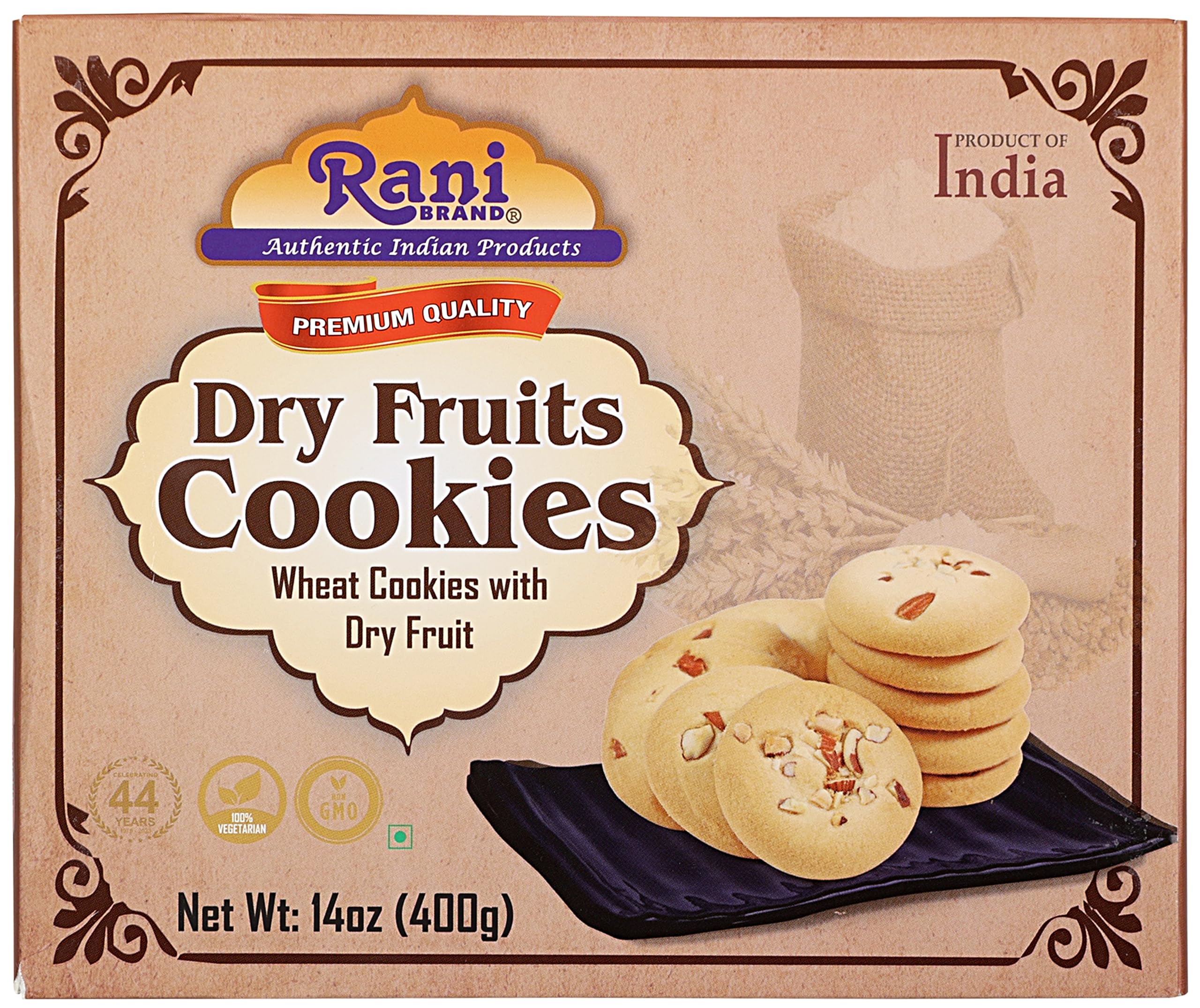 Rani Dry Fruits Cookies (Wheat Cookies with Dry Fruits) 14oz (400g) Pack of 3+1 FREE, Premium Quality Indian Cookies ~ All Natural | Vegan | Non-GMO | Indian Origin - Image 3