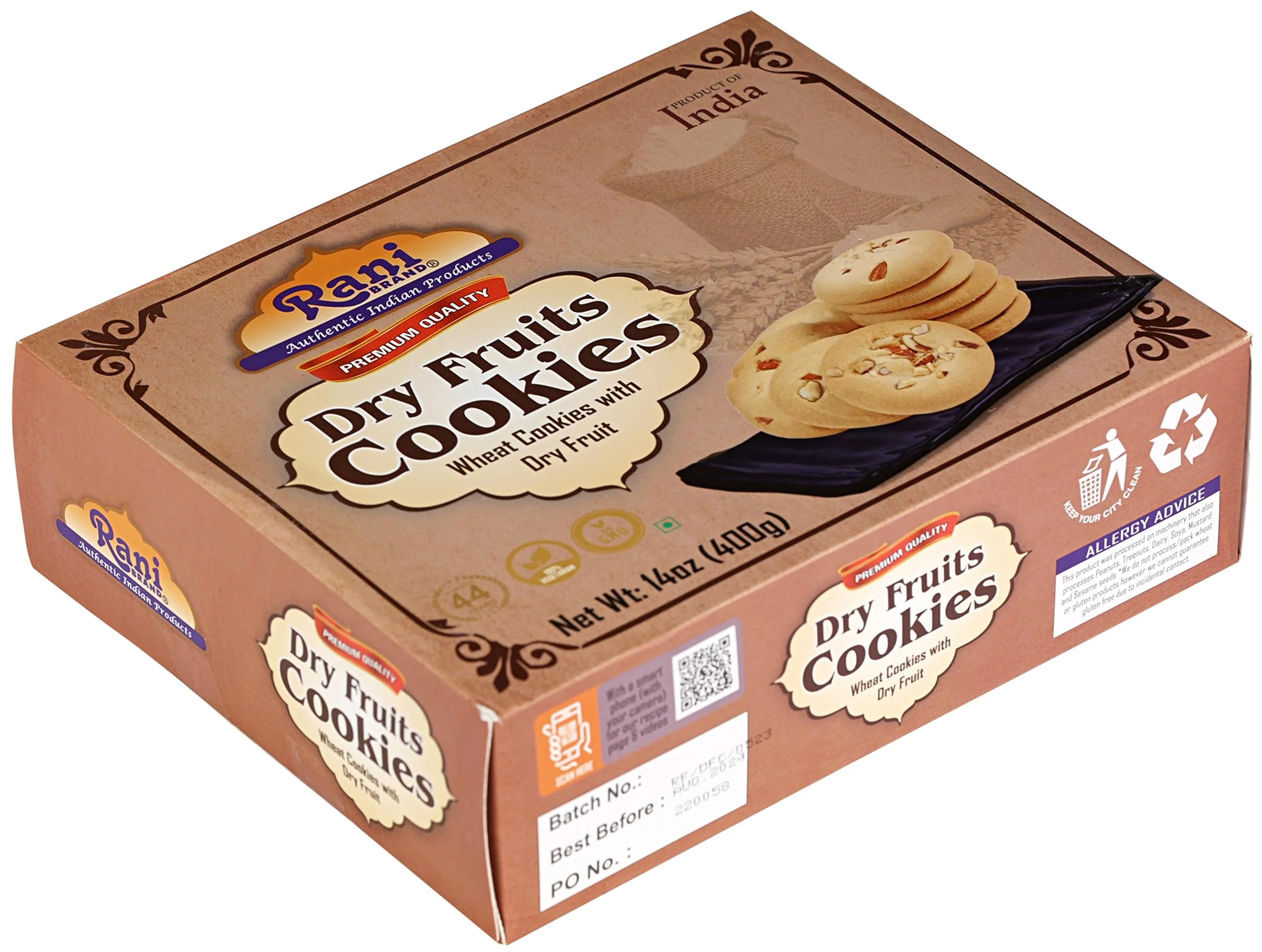 Rani Dry Fruits Cookies (Wheat Cookies with Dry Fruits) 14oz (400g) Pack of 3+1 FREE, Premium Quality Indian Cookies ~ All Natural | Vegan | Non-GMO | Indian Origin - Image 7