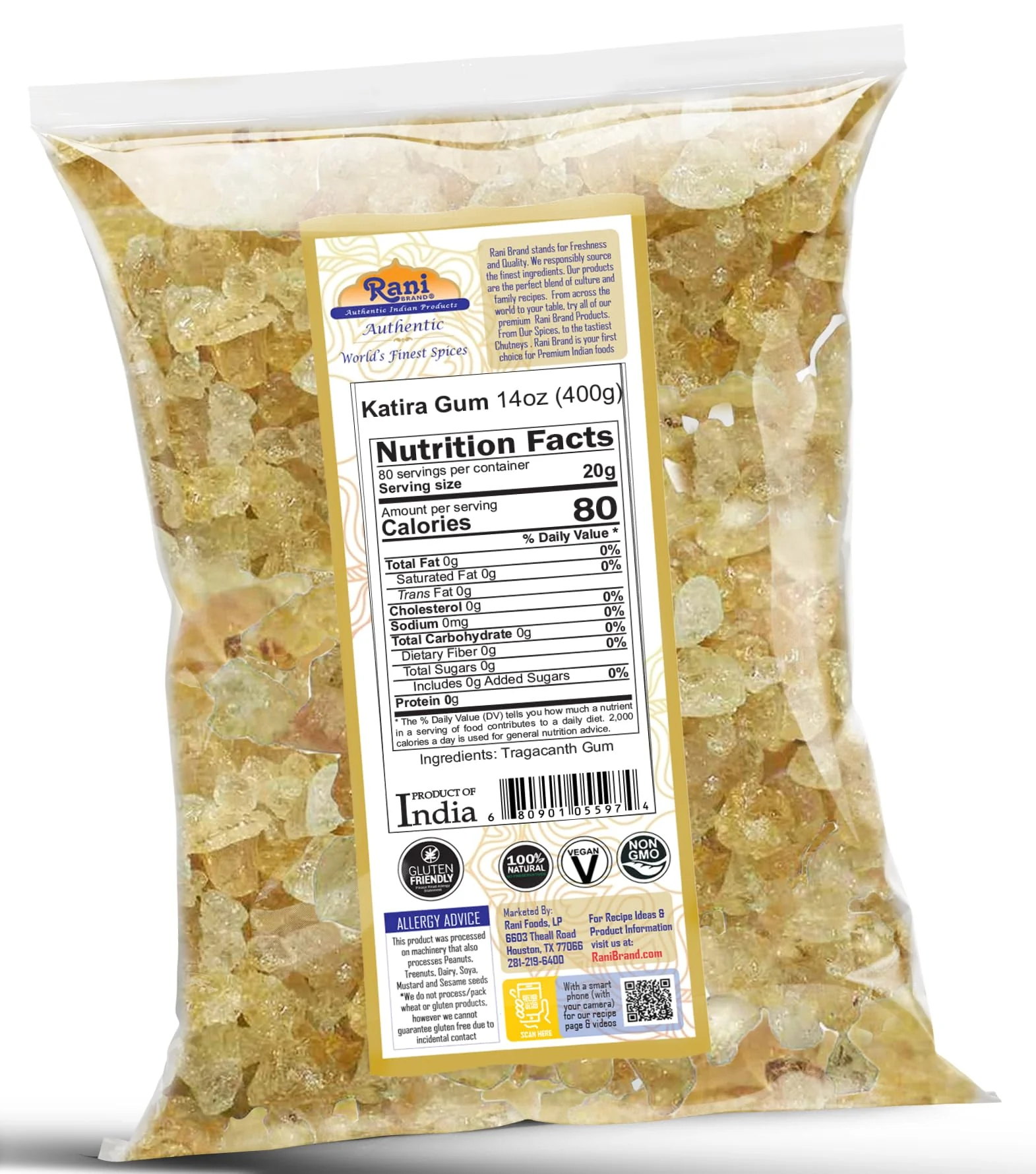Rani Edible Gum Whole (Goonder Tragacanth Gum) 14oz (400g) ~ All Natural, Salt-Free | Vegan | No Colors | Gluten Friendly | NON-GMO | Kosher | Indian Origin - Image 6