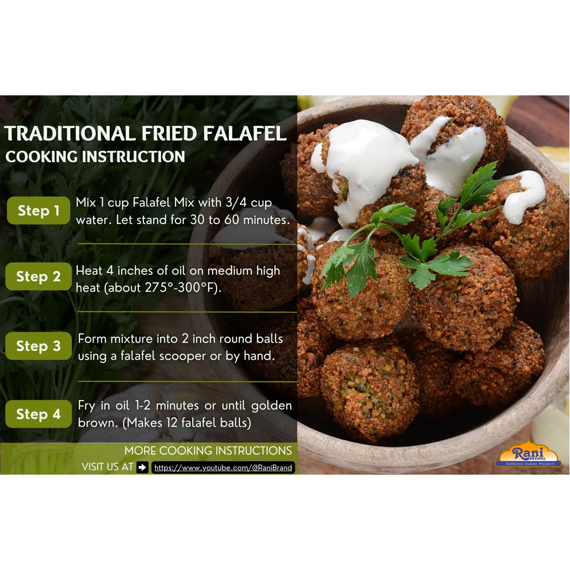 Rani Falafel Mix (Chickpeas & Spices Blend for Falafel) 20oz (1.25lbs) 567g PET Jar ~ Gluten Friendly | NON-GMO | Kosher | Product of USA - Image 4