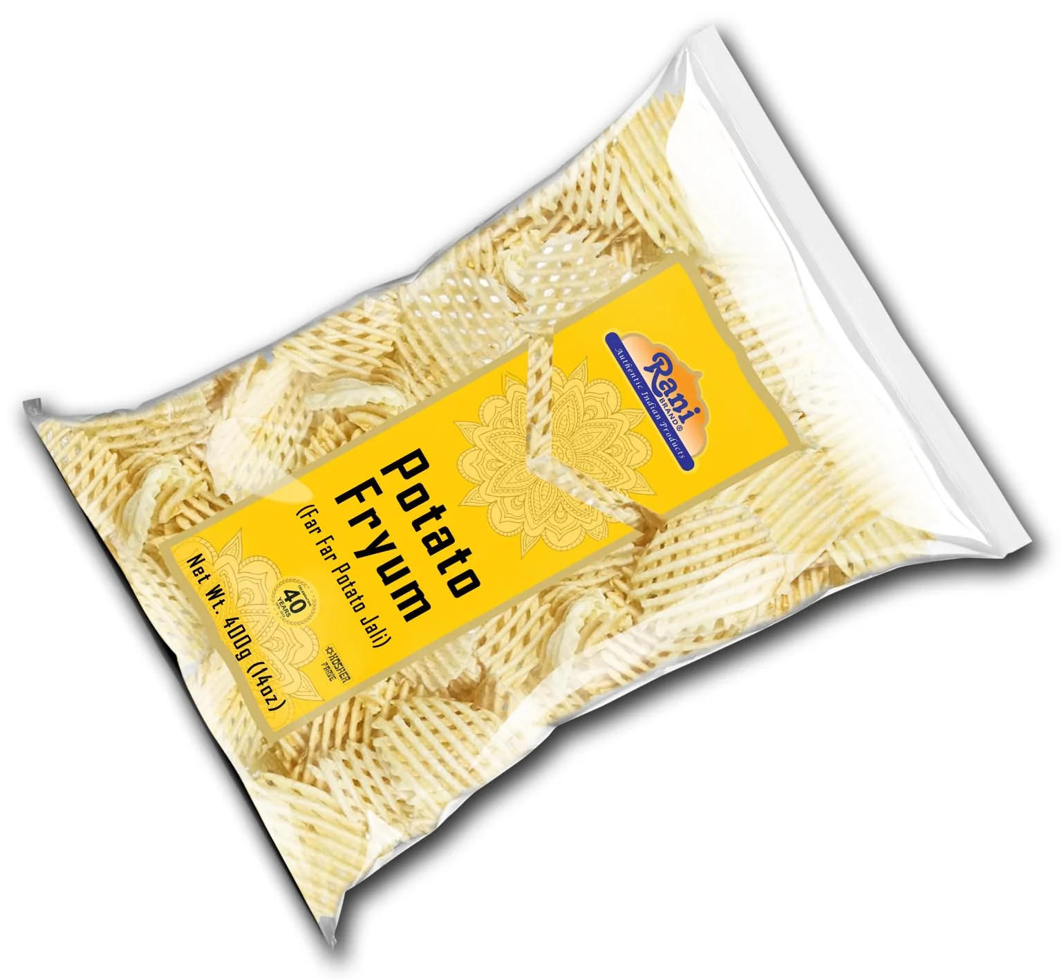 Rani Far Far / Fryums (Wheat & Tapioca Pellet) Potato Jhali 14oz (400g) ~ Vegan, Kosher, Uncooked, Used to Make Papad, Bhungra / Chip Snack - Image 9